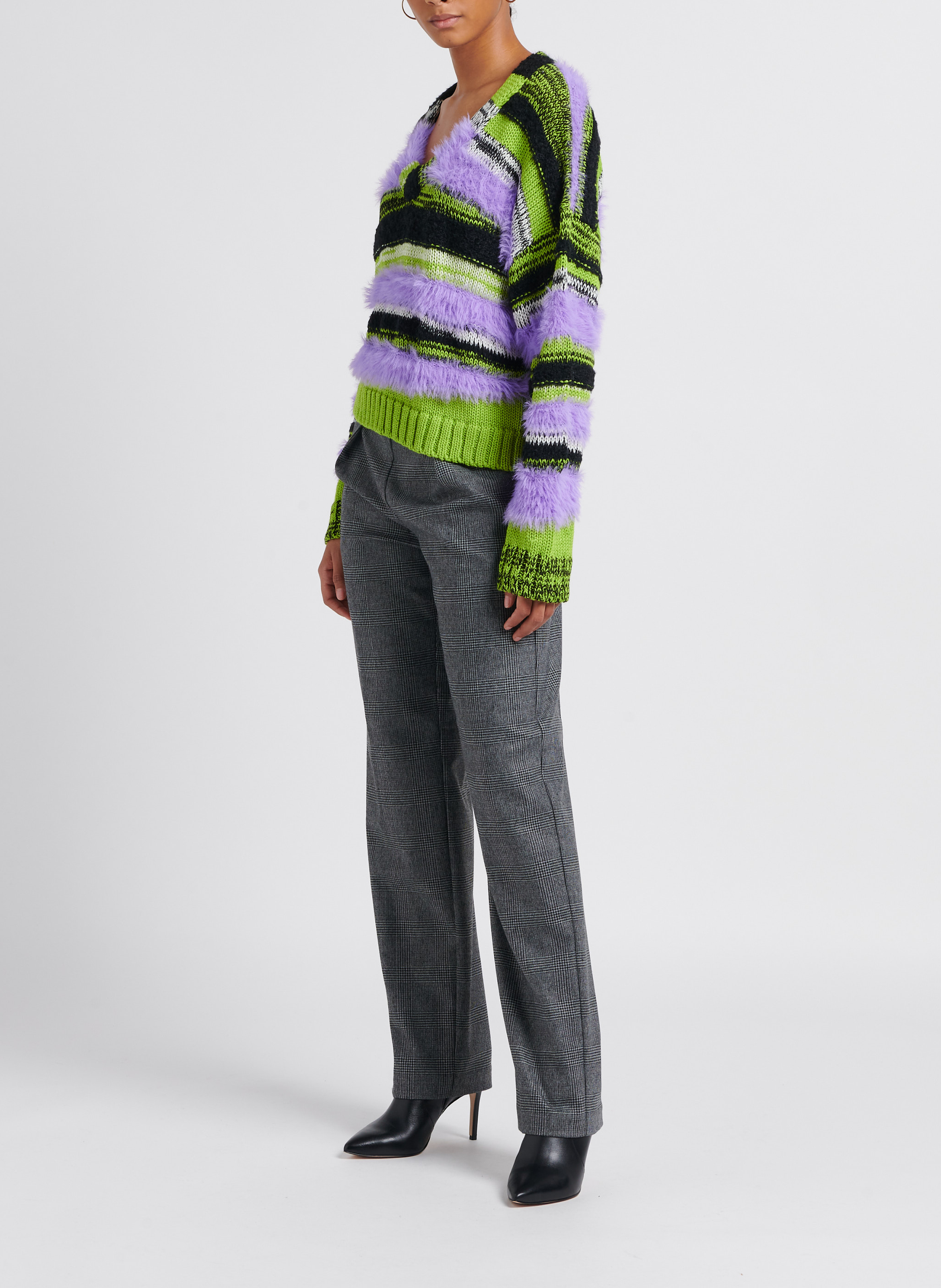 Ruimvallende trui met V-hals en textuur PINKO Veelkleurig