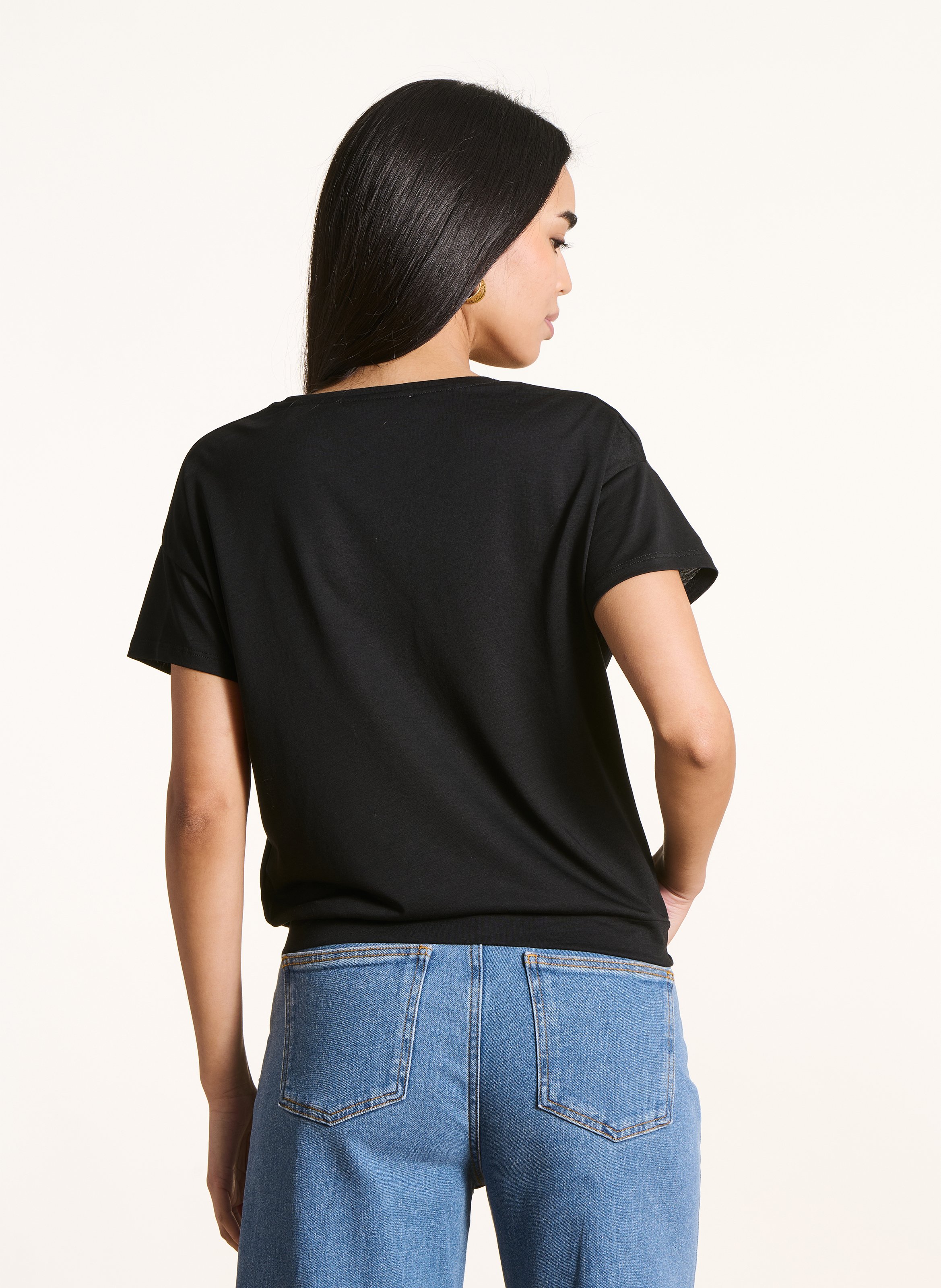 Oversize T-Shirt mit V-Ausschnitt LA FEE MARABOUTEE Schwarz