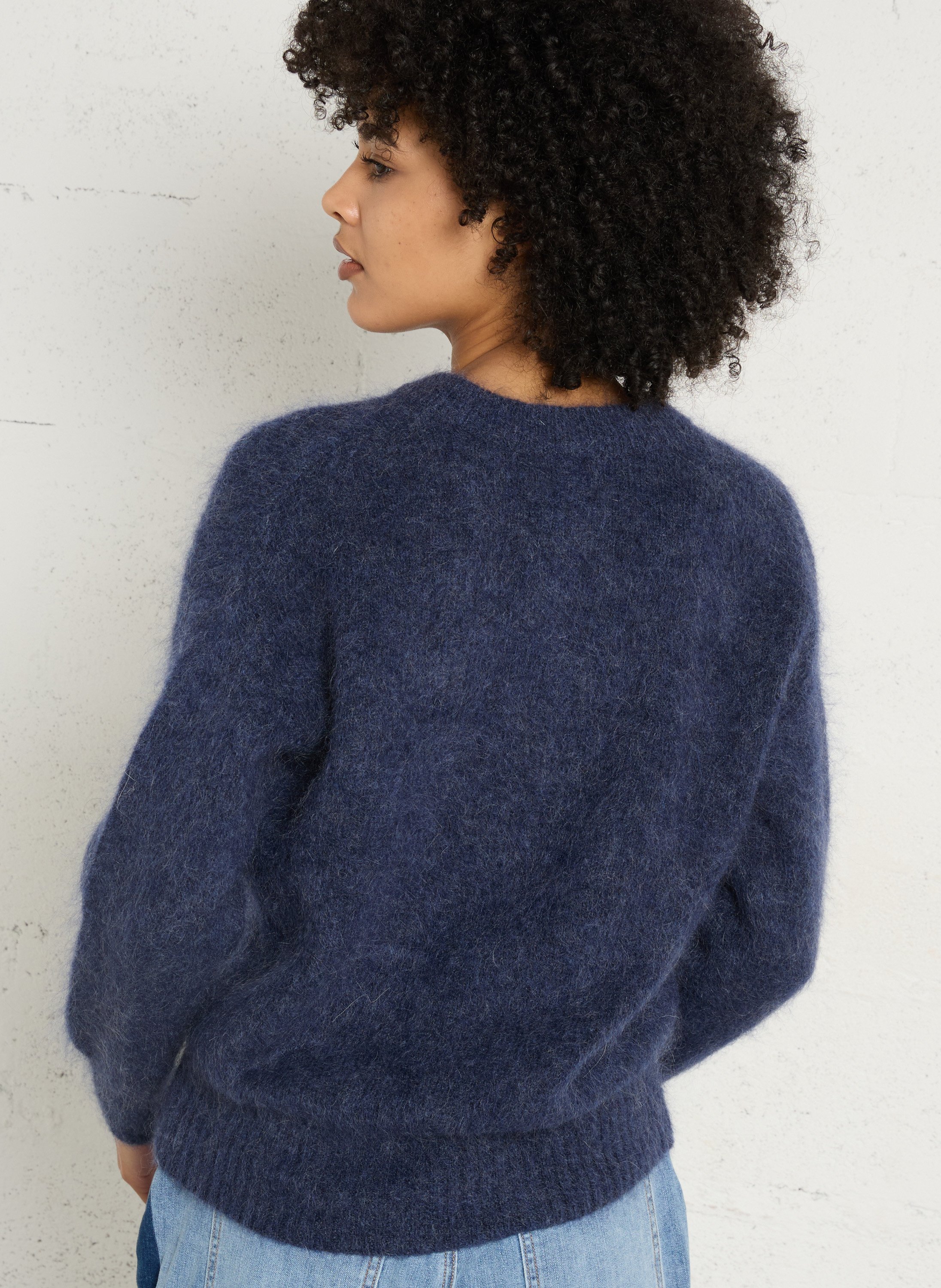 Cardigan col rond en mohair mélangé MAISON 123 Bleu