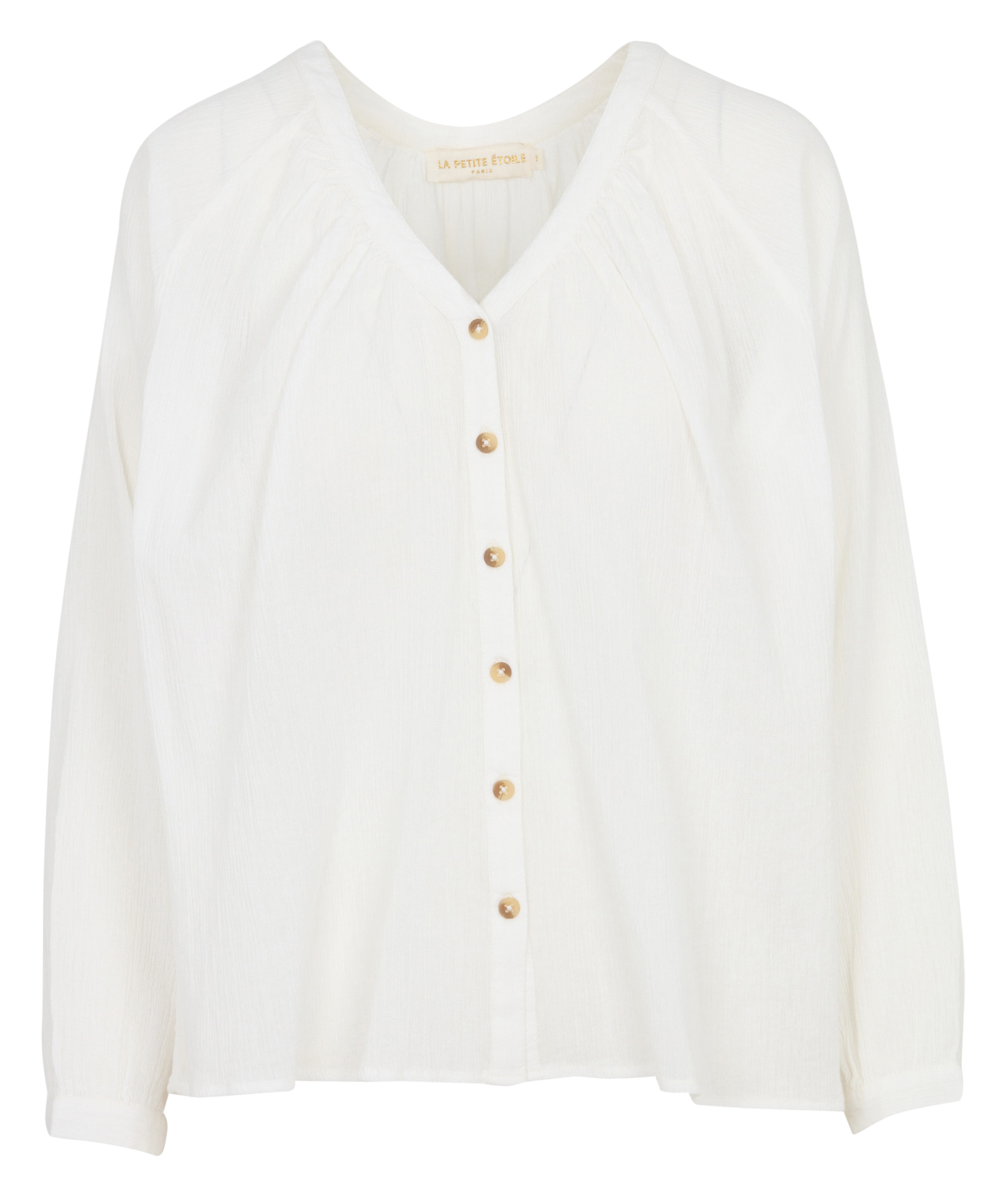 Oversized V-neck cotton blouse LA PETITE ETOILE Beige
