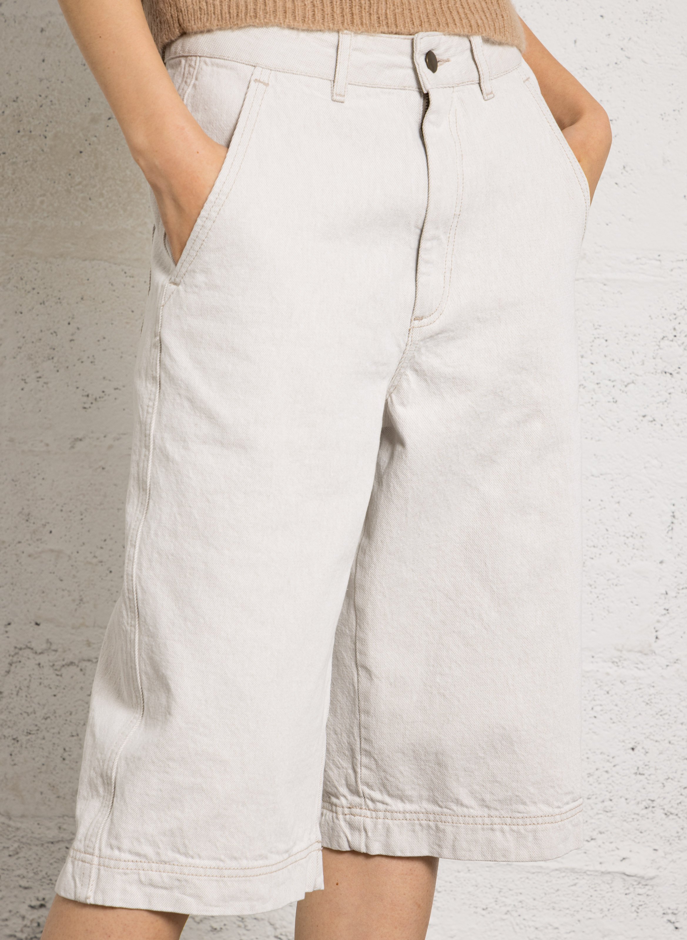 Bermuda large en coton bio SOEUR Beige