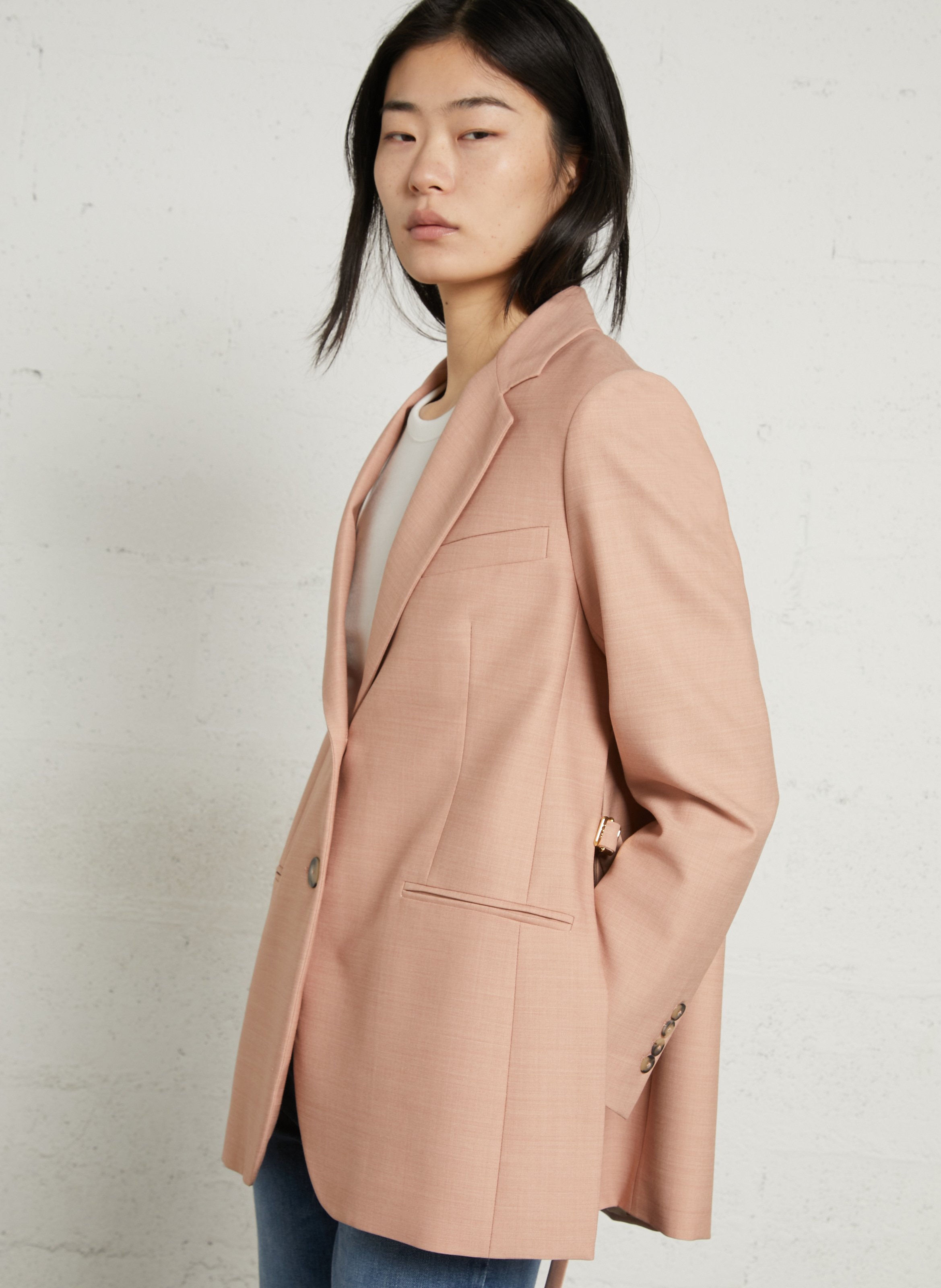 Weit geschnittene Bluse aus Wollmix mit klassischem Kragen MARGAUX LONNBERG Rosa