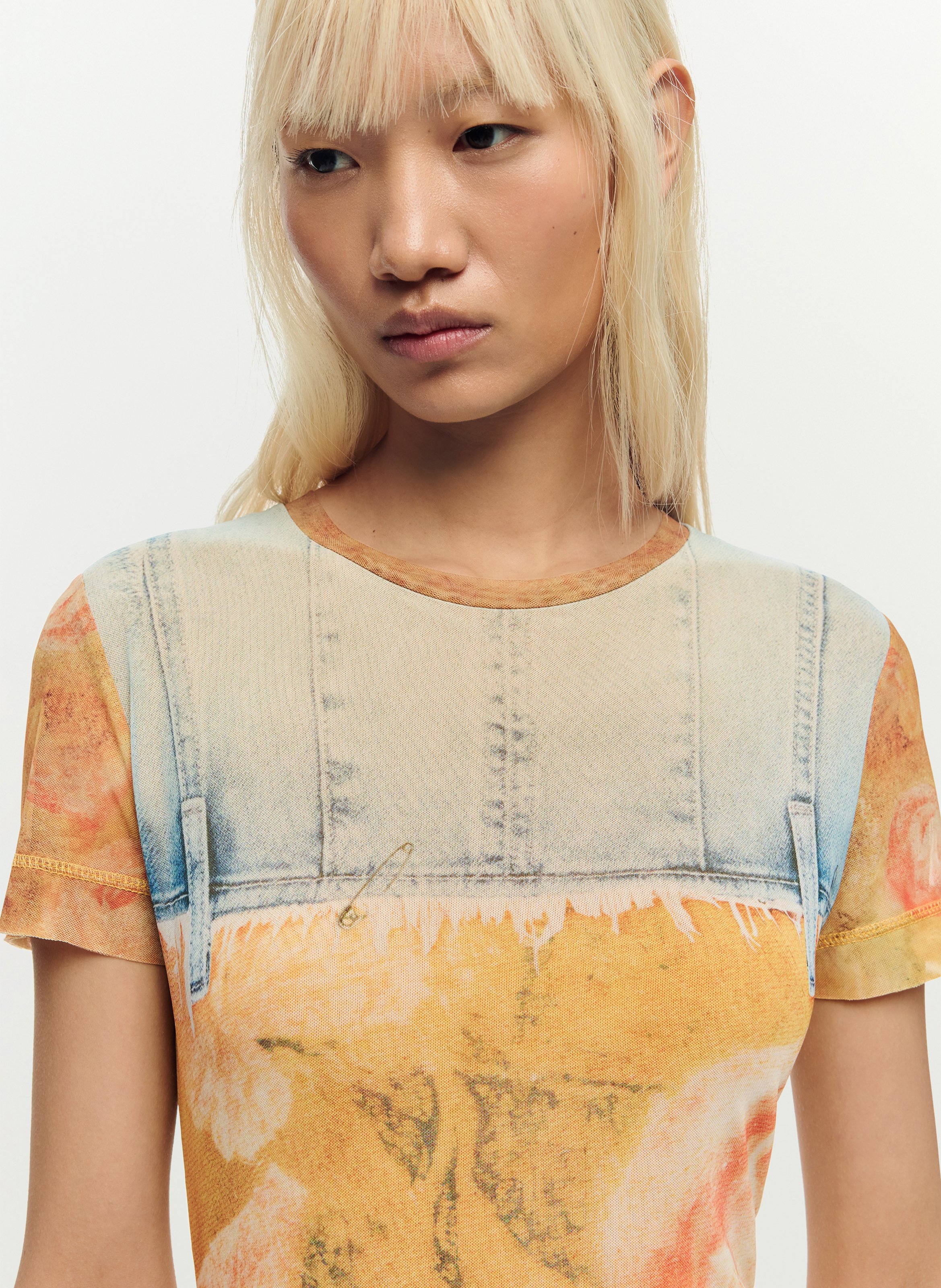 Gerade geschnittenes Midikleid mit Print DESIGUAL Gelb