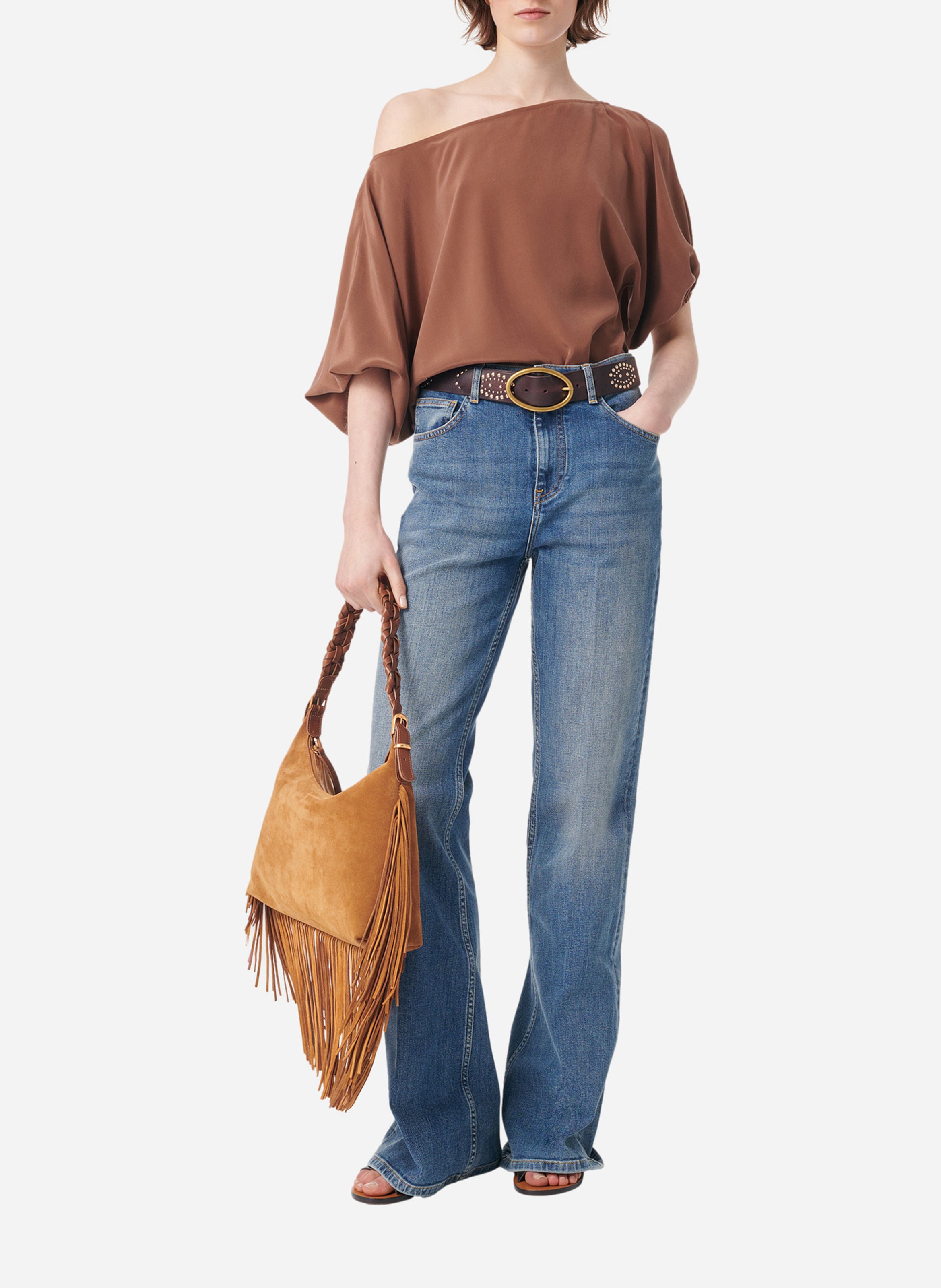 Top asymétrique manches courtes uni VANESSA BRUNO Marron