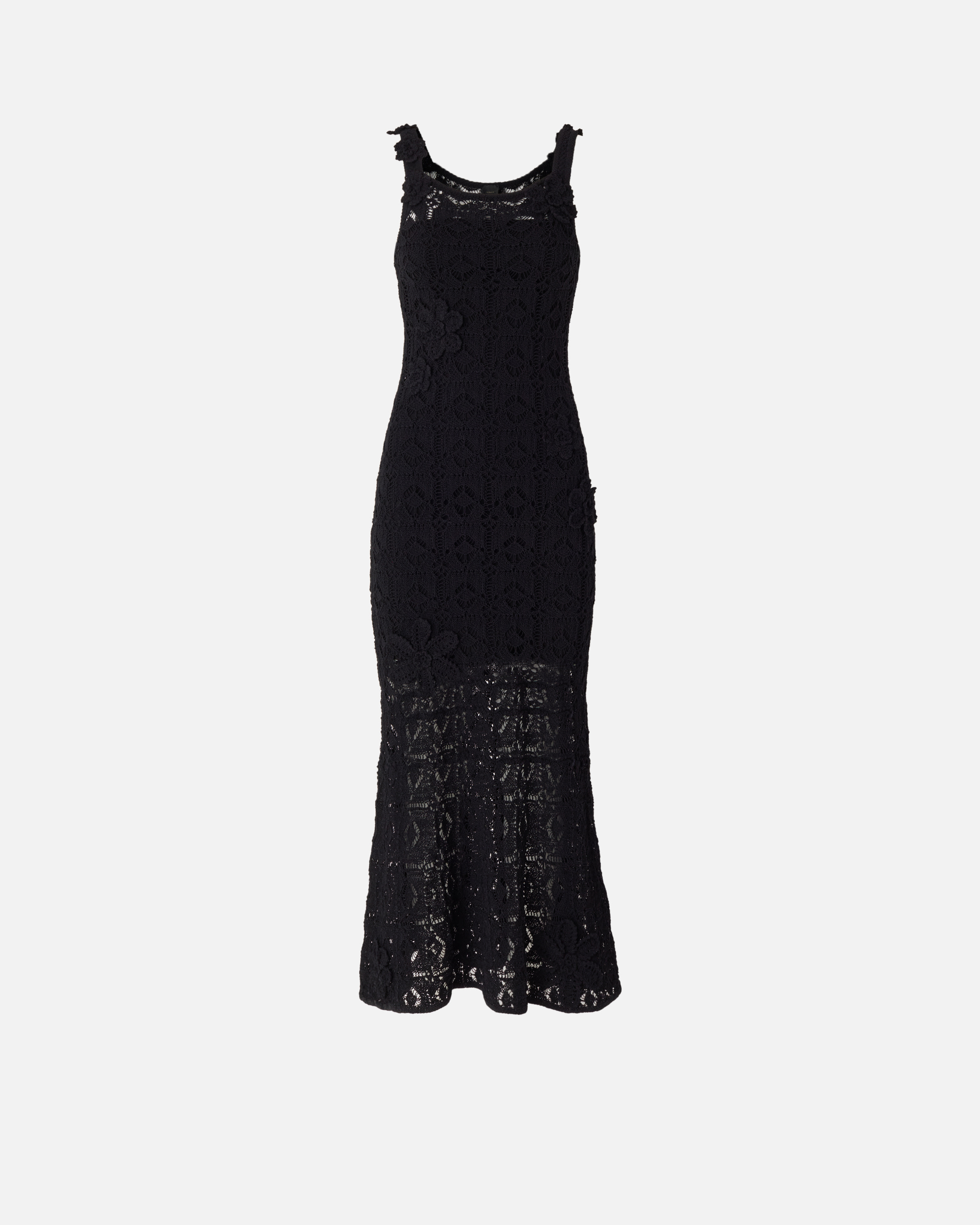 Midi dress with crochet effect and appliquéd flowers PINKO Black