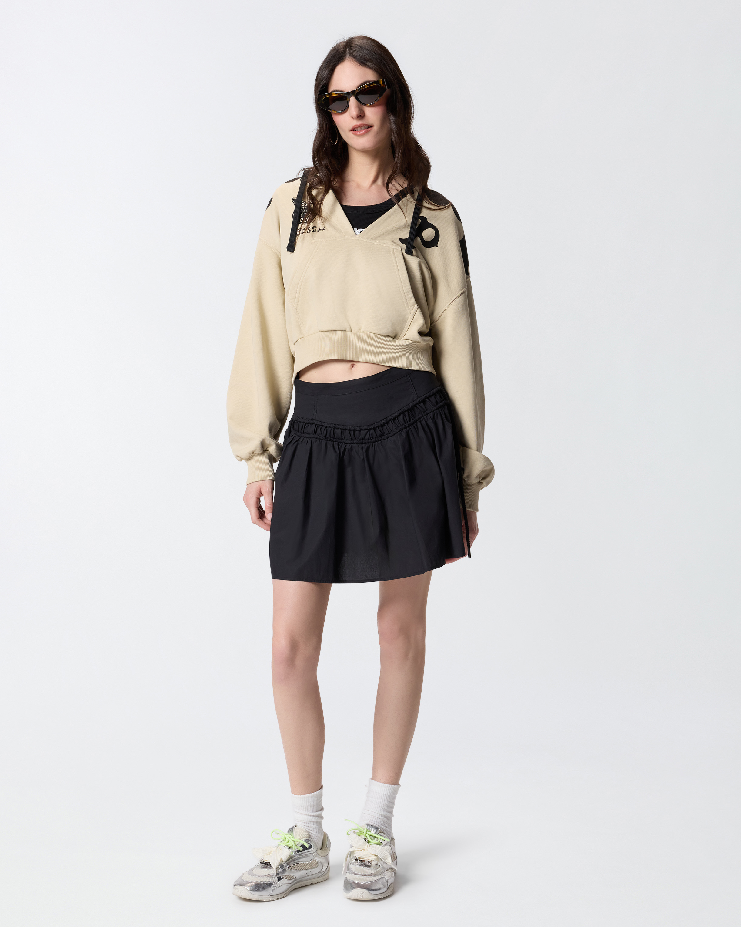 Sweat-shirt à capuche et col v PINKO Bleu