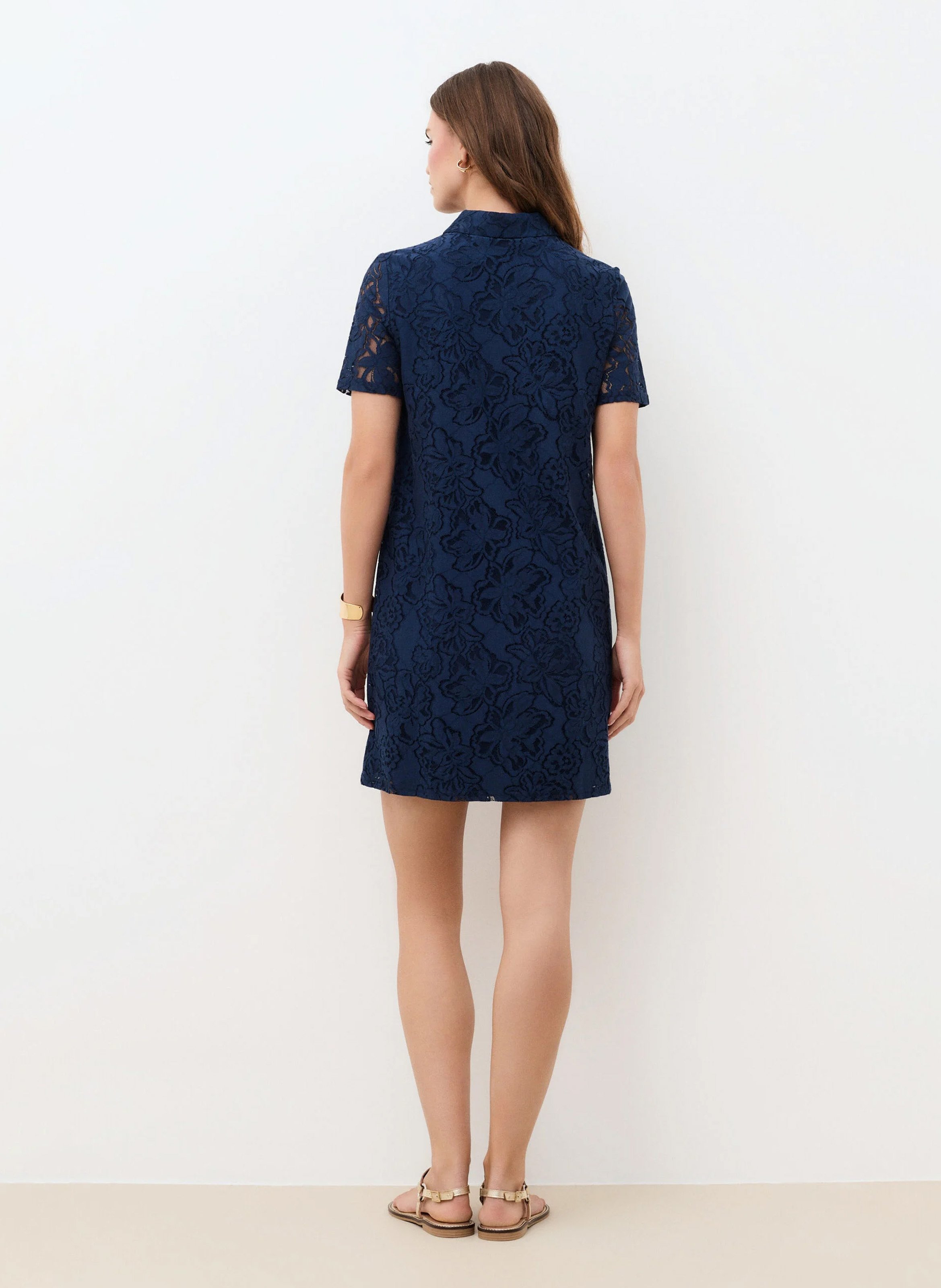 Robe courte droite en coton mélangé CAROLL Bleu