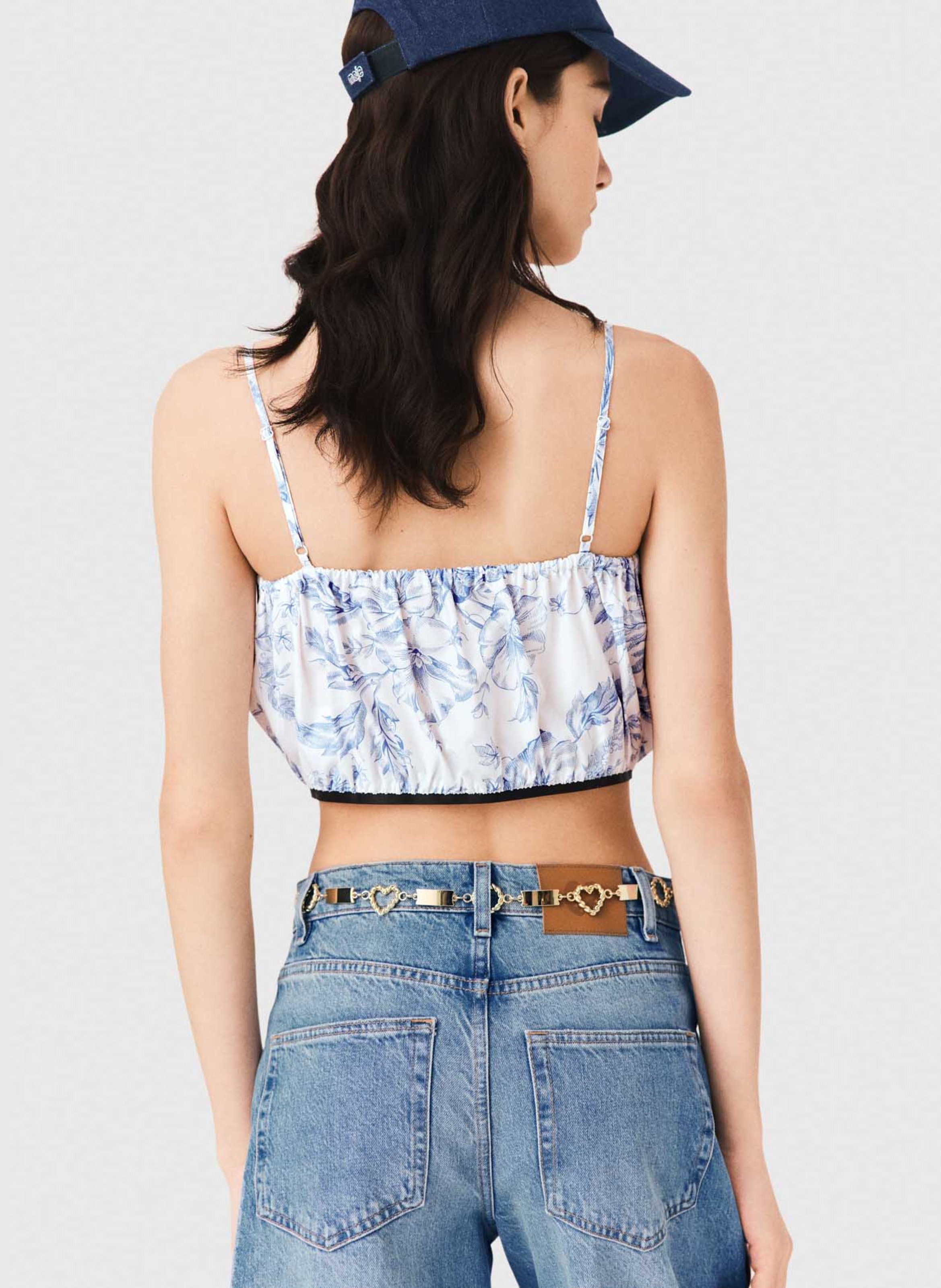 Top court à bretelles imprimé MAJE Bleu