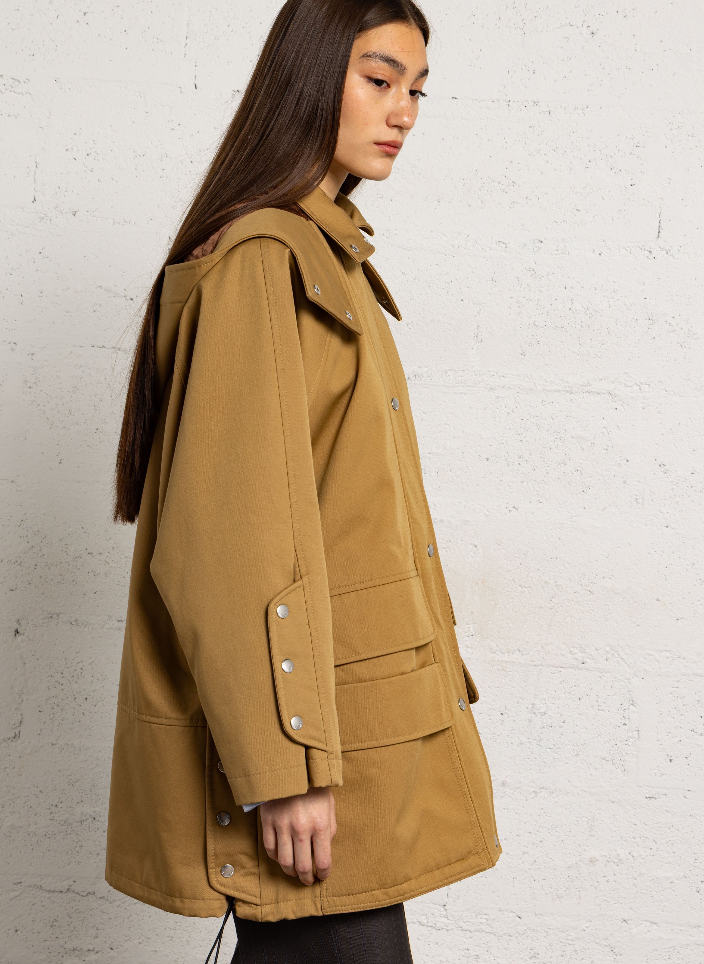 Jas met opstaande kraag en effen capuchon MARGAUX LONNBERG Beige