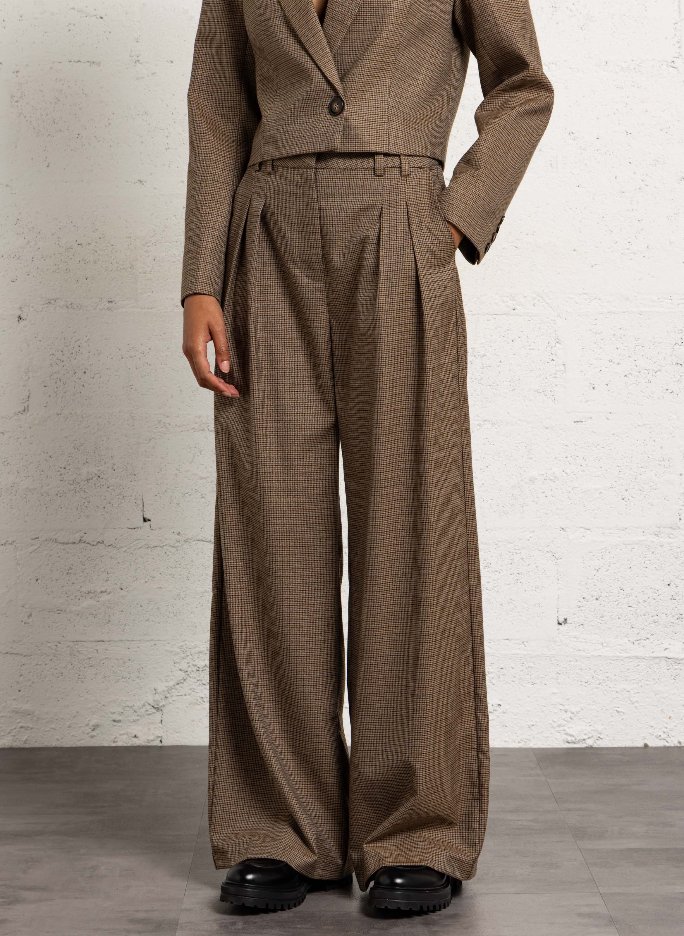 Azawood high-waisted wide-leg trousers SUNCOO Brown