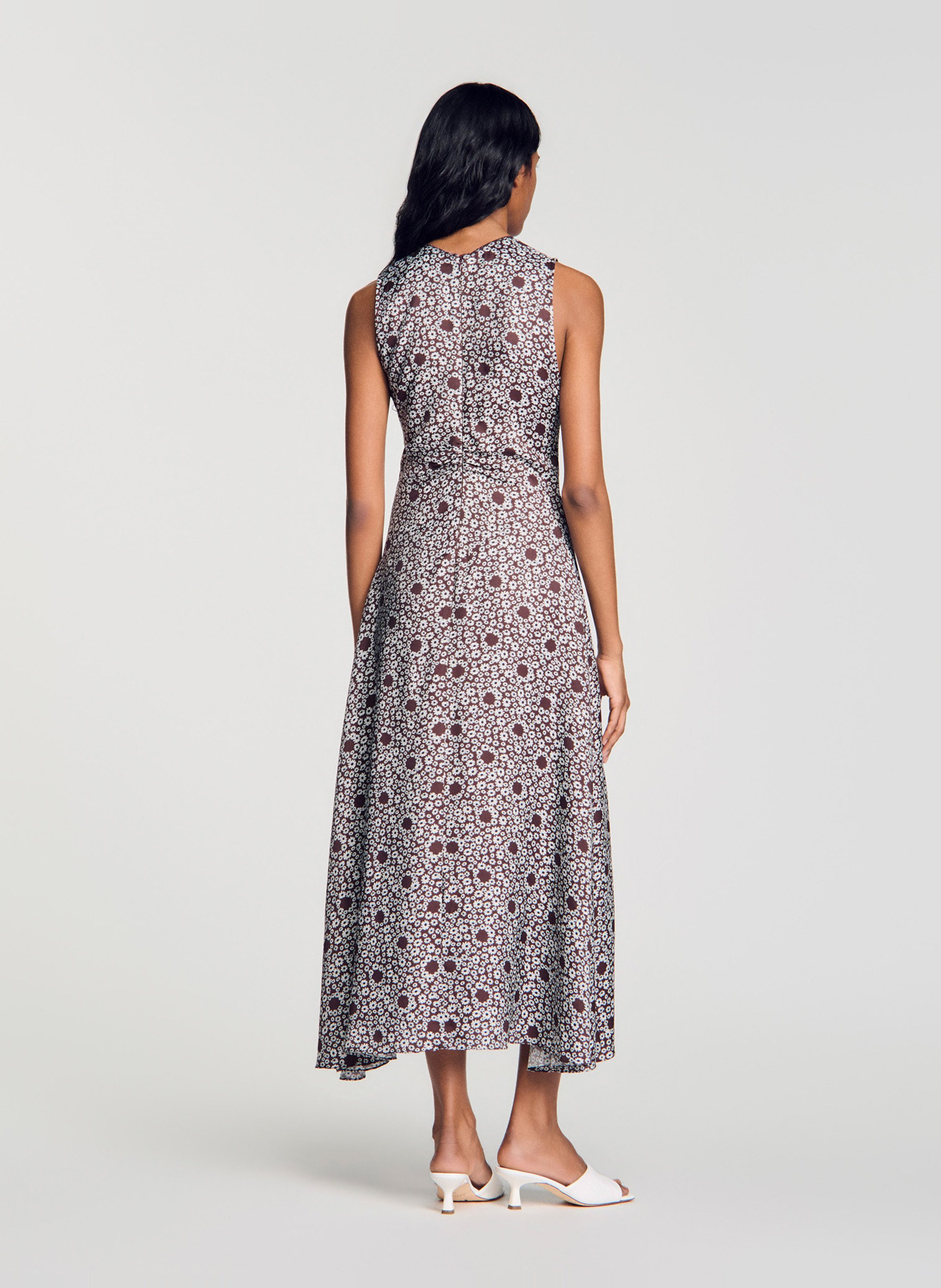 Sleeveless printed long dress SANDRO Brown