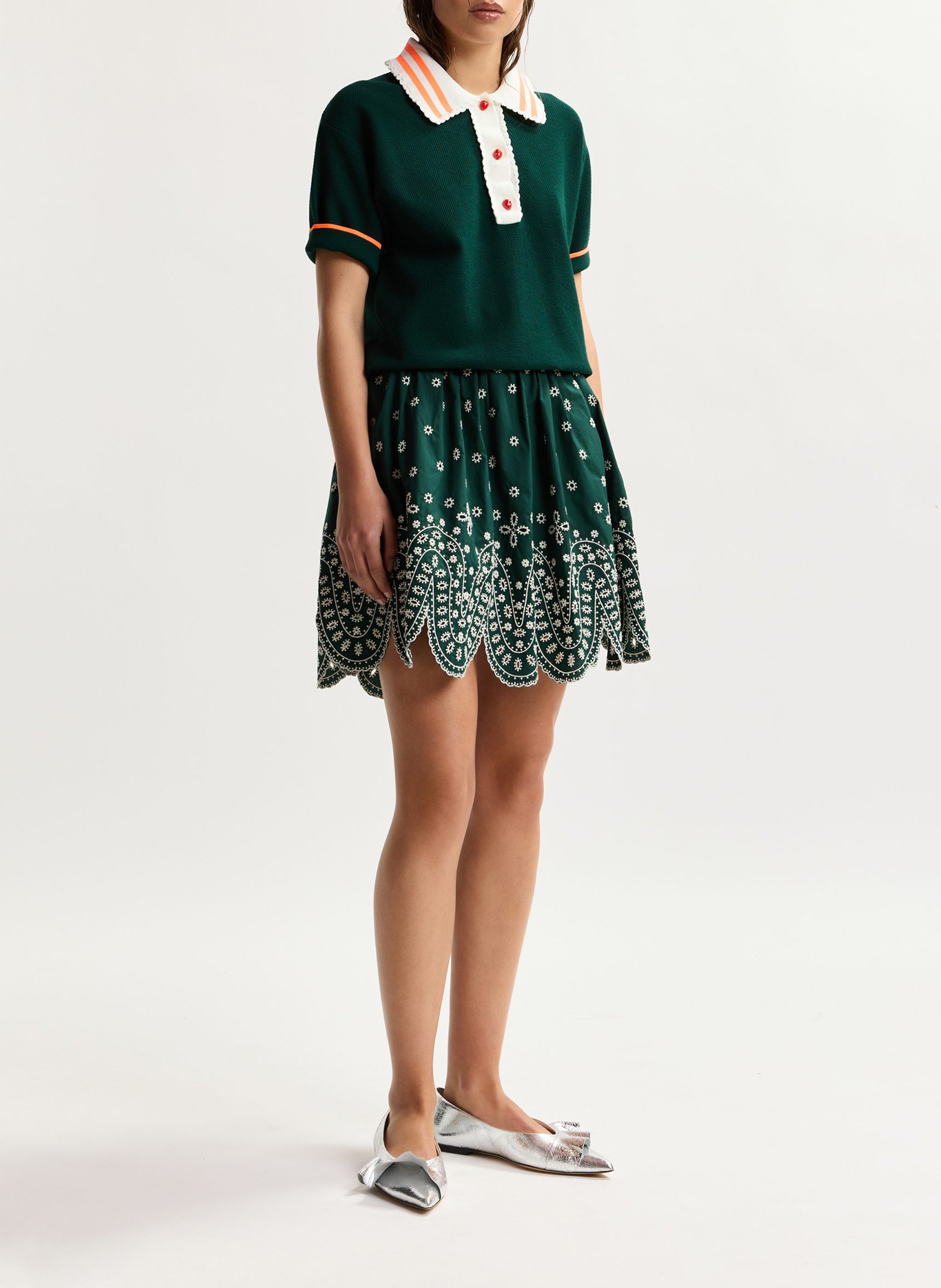 Gerade geschnittenes Poloshirt aus Strick | Grun ESSENTIEL ANTWERP Damen