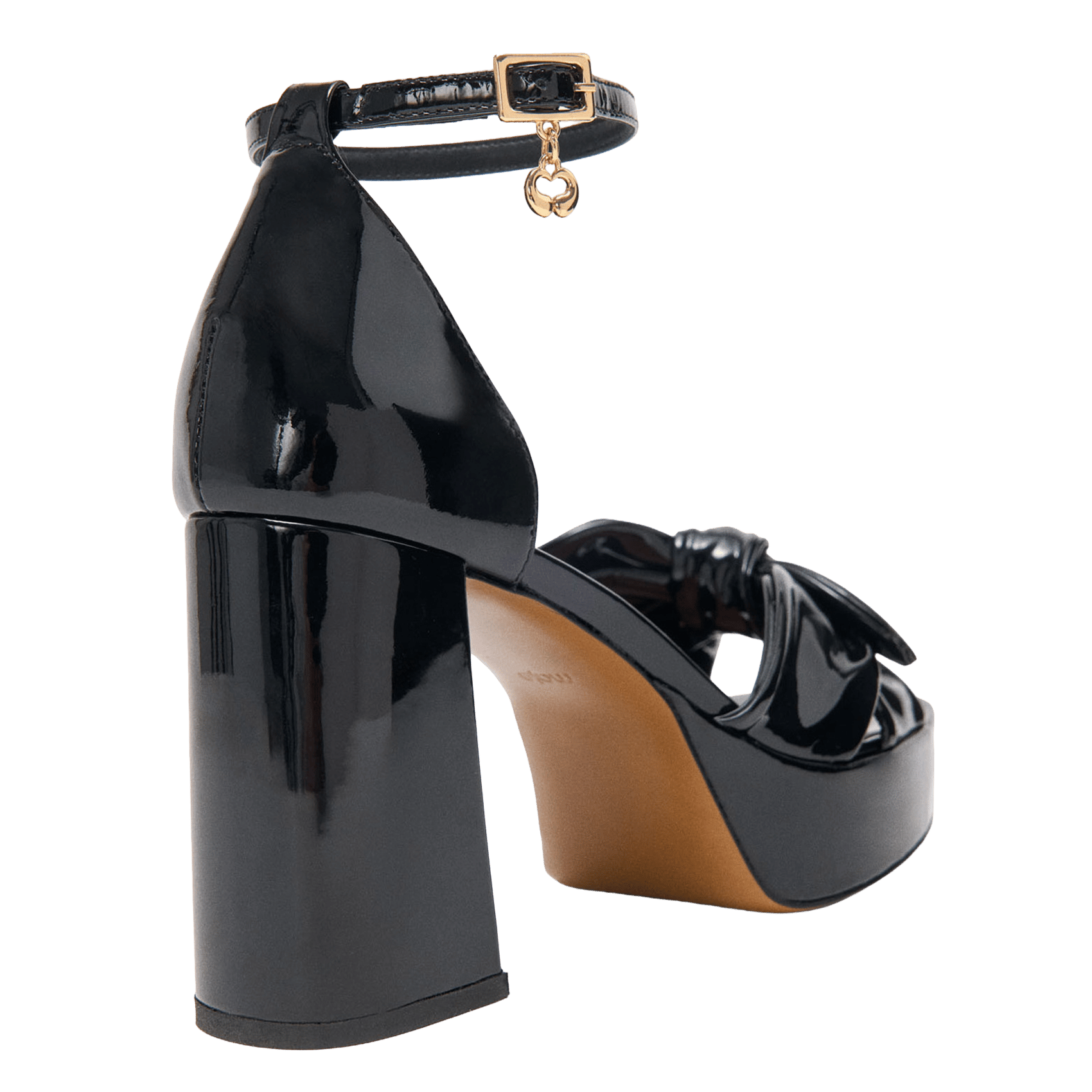 Sandales à talon en cuir vernis MAJE Noir