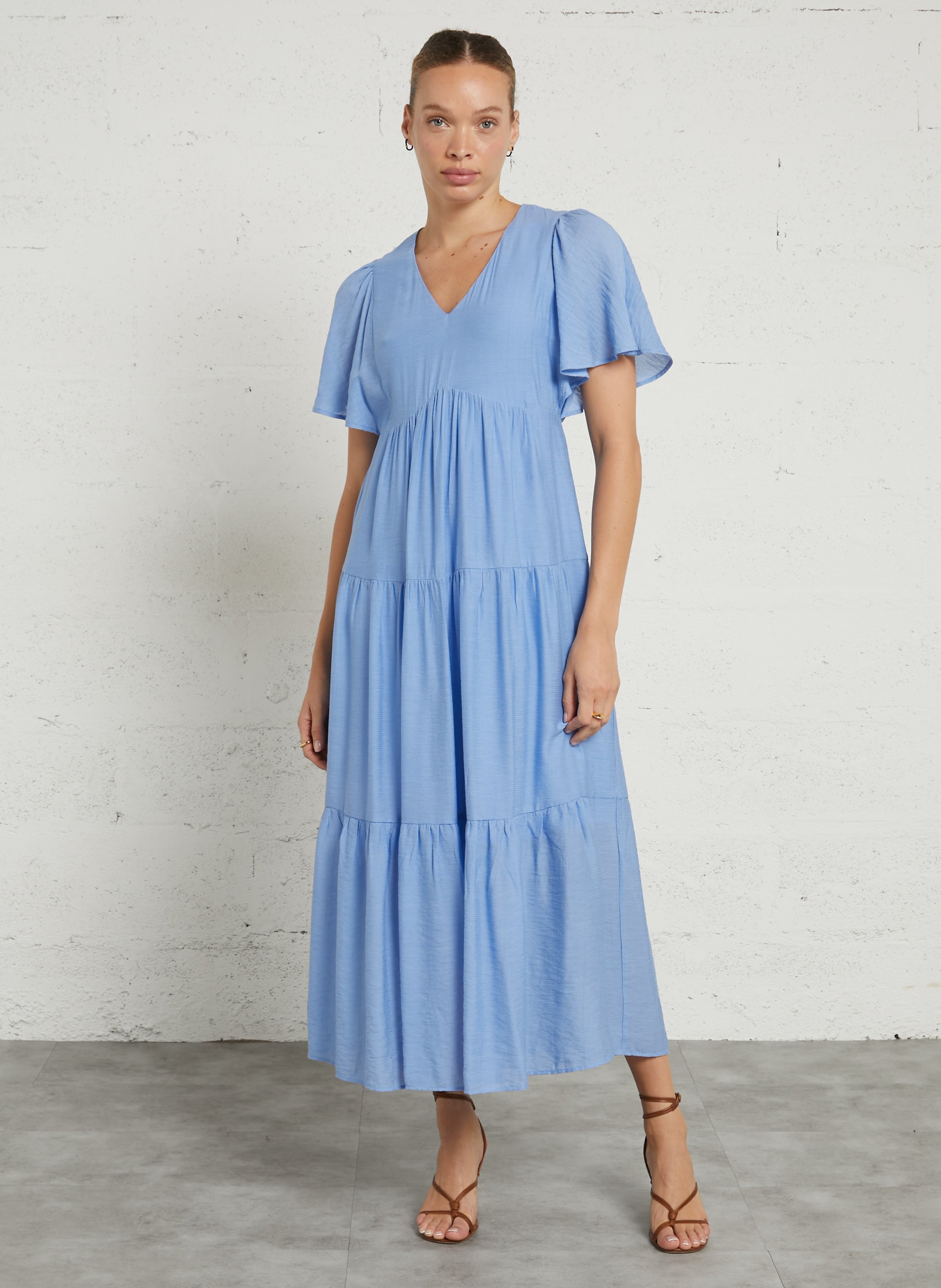 Robe longue col V MAISON 123 Bleu
