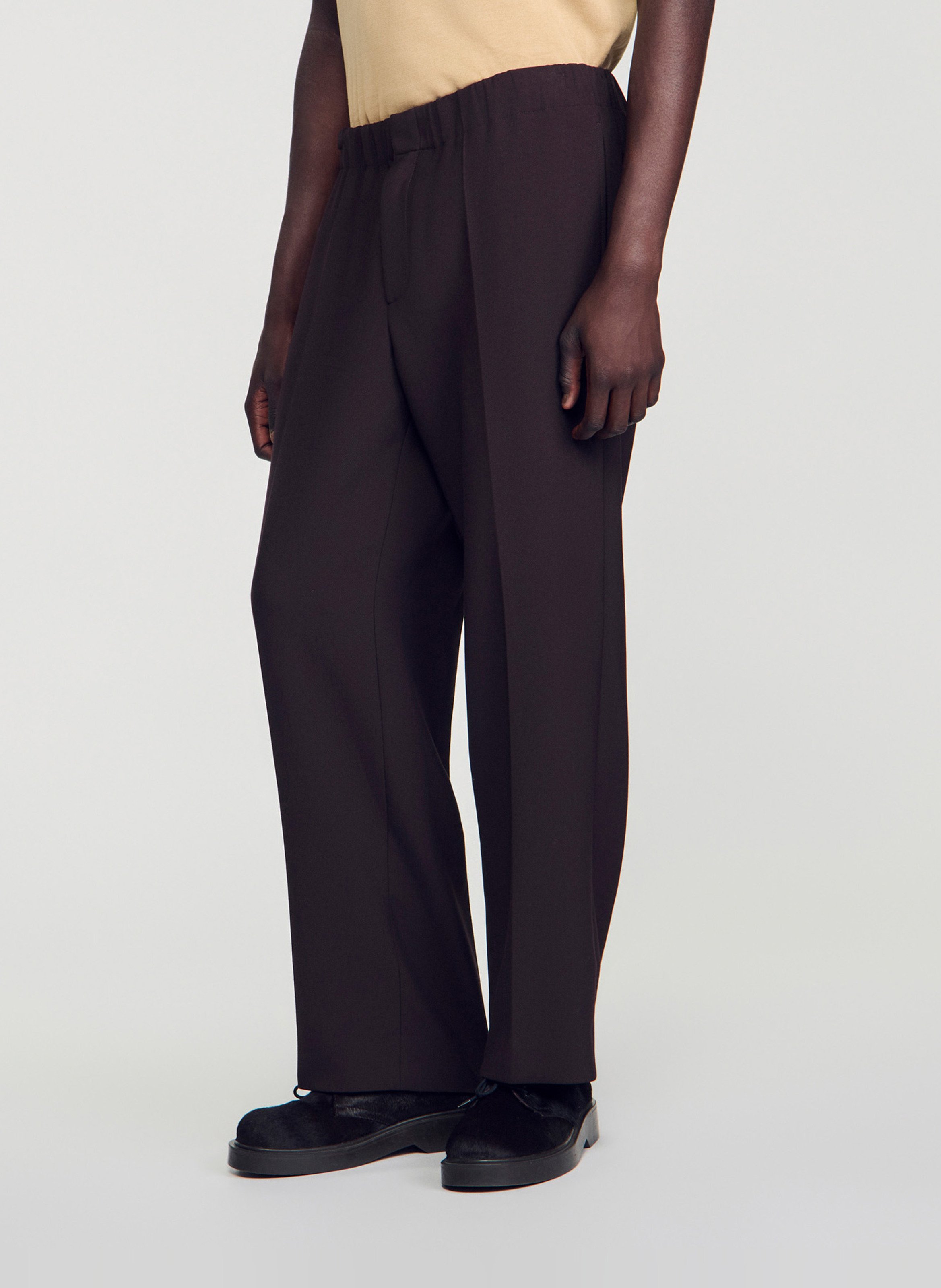 Weit geschnittene Jerseyhose SANDRO Braun