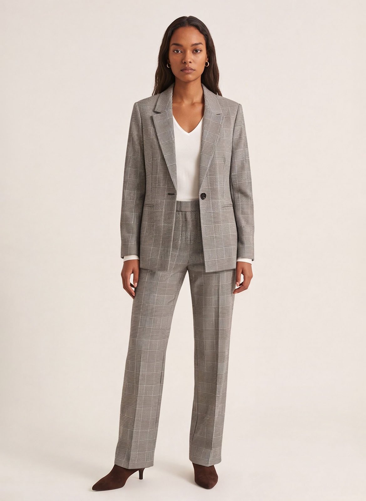 Getailleerde blazer met reverskraag en pied-de-pouleprint KOOKAI Grijs