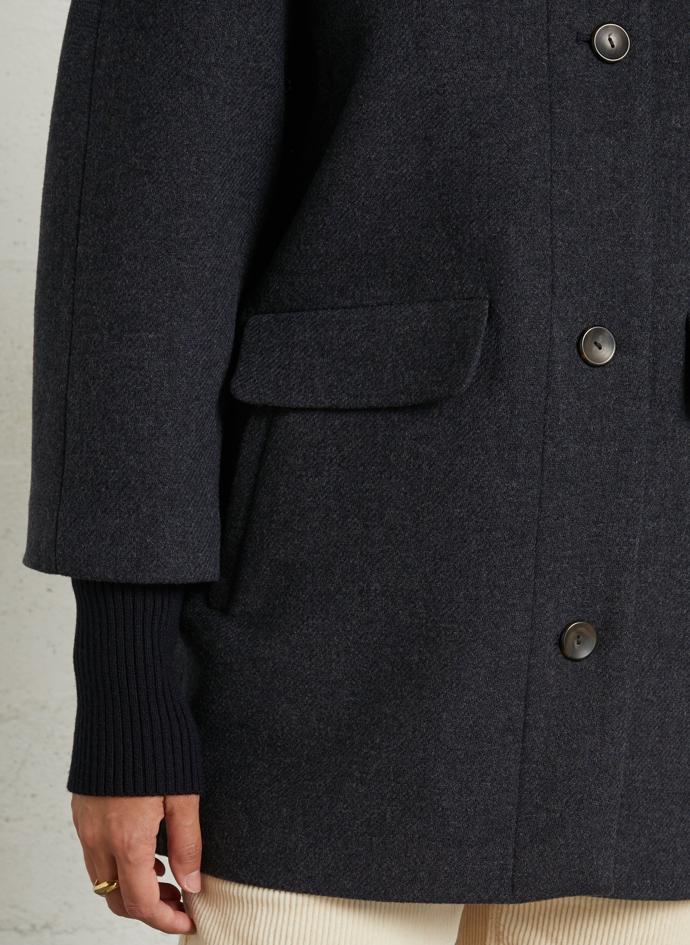 Oversized getailleerde wollen jas met kraag MAISON 123 Grijs