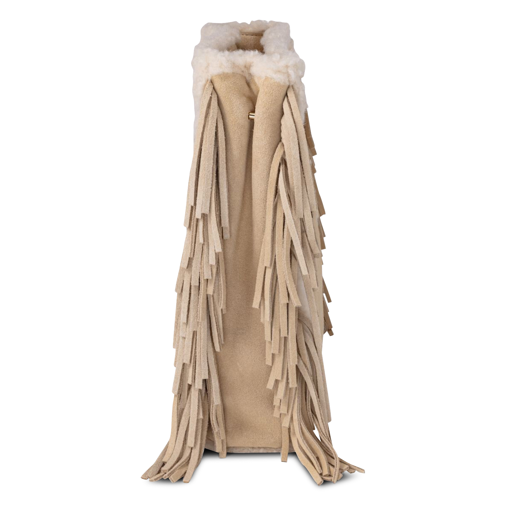 Sac bandoulière à franges en cuir MAJE Beige