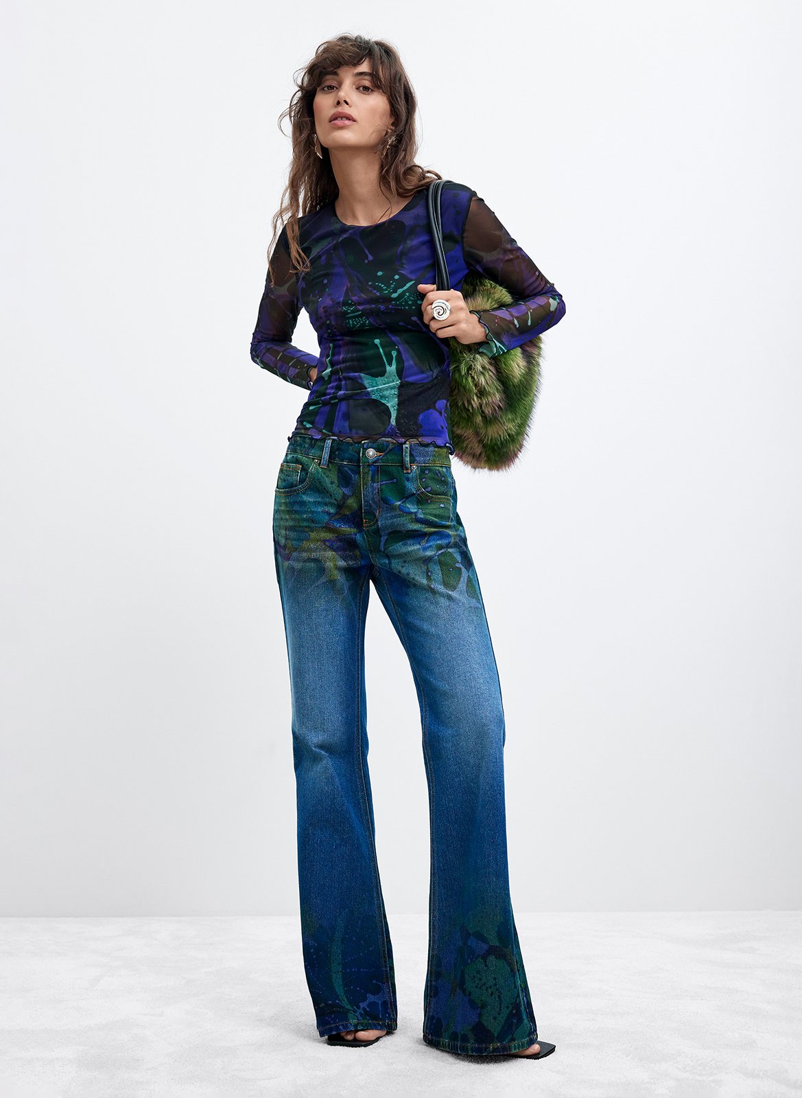 Round neck mesh t-shirt DESIGUAL Blue