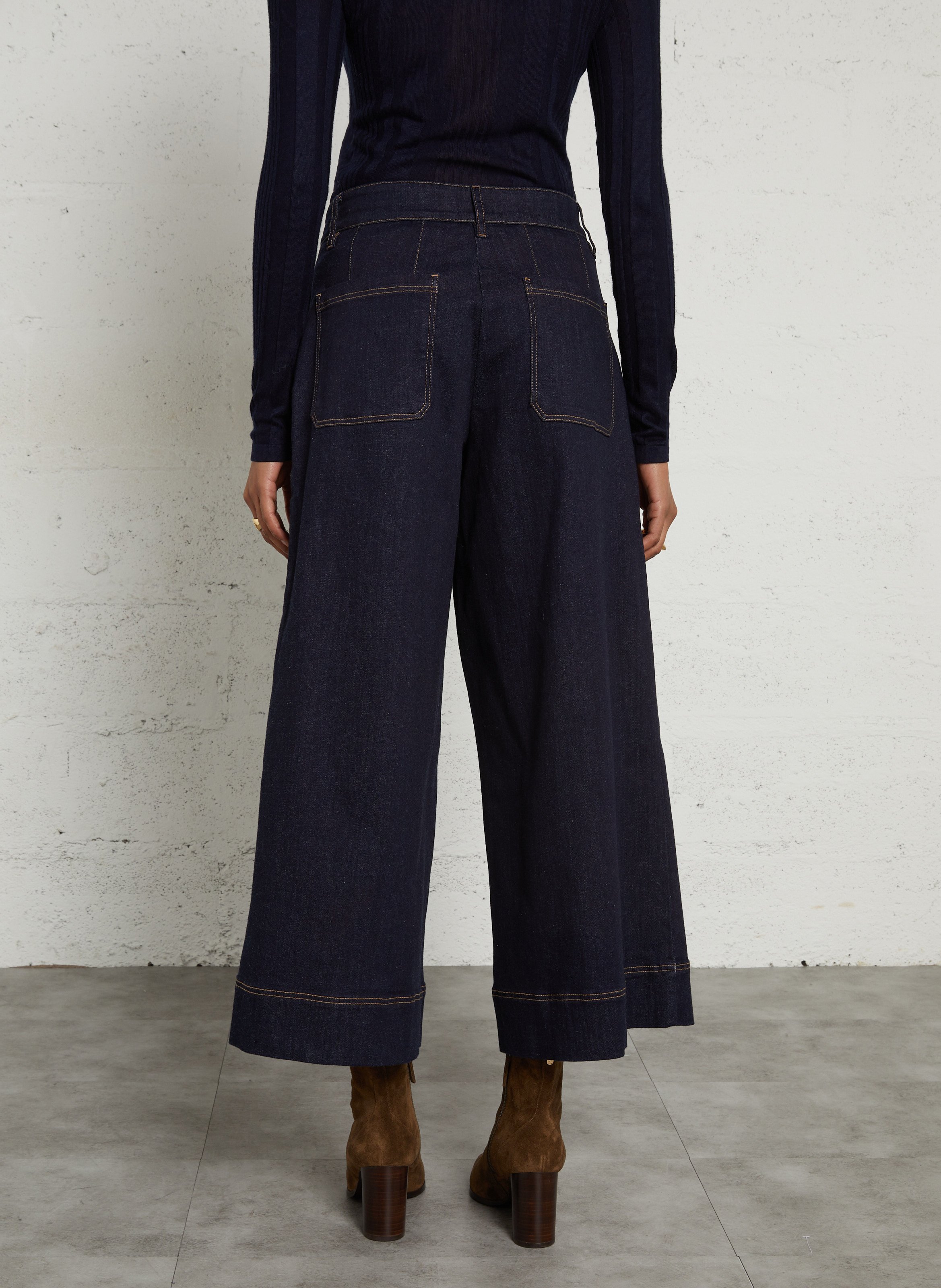 Rechte, cropped jeans - katoenblend MAISON 123 Blauw