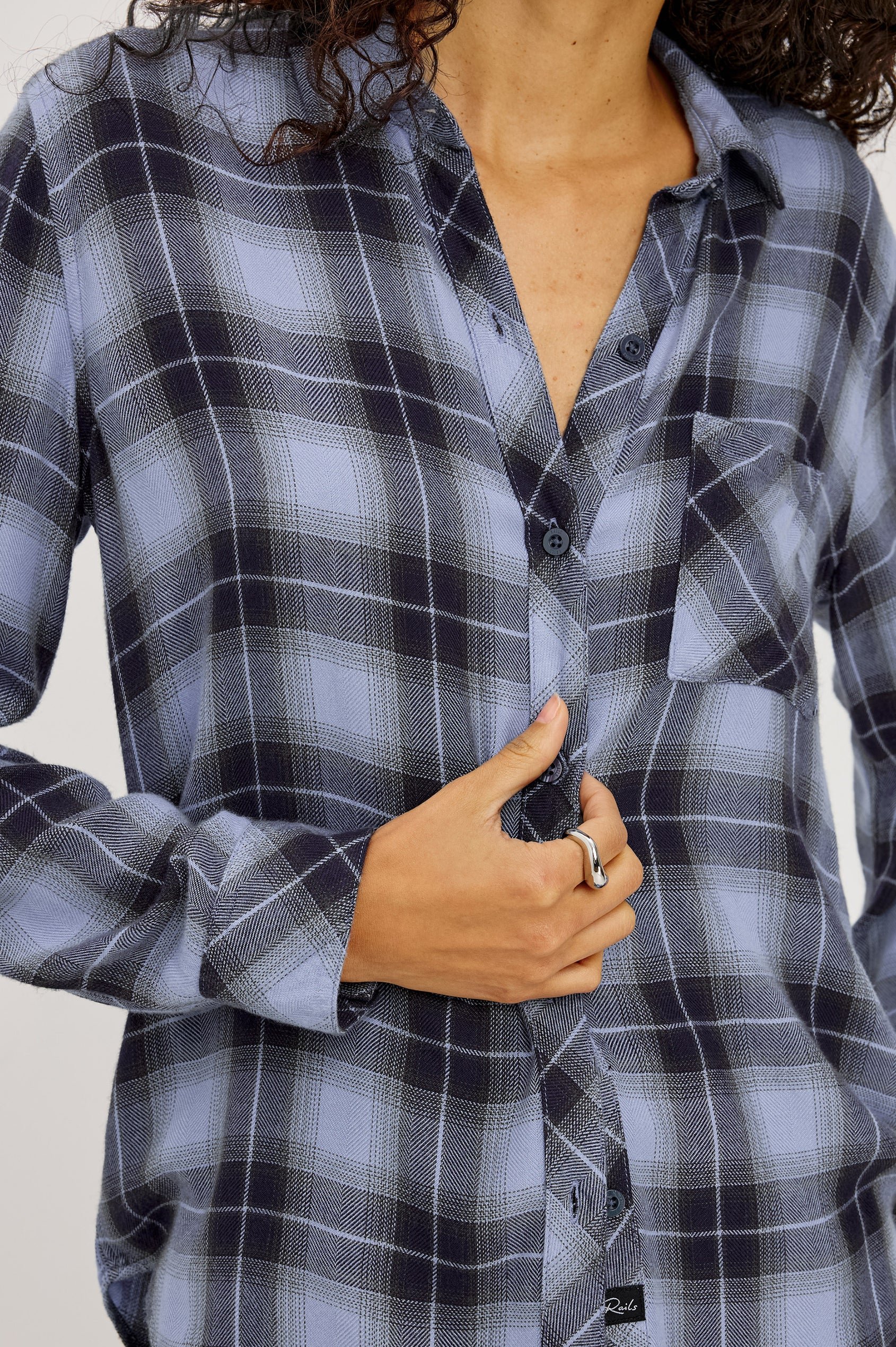 Chemise droite à carreaux RAILS Bleu