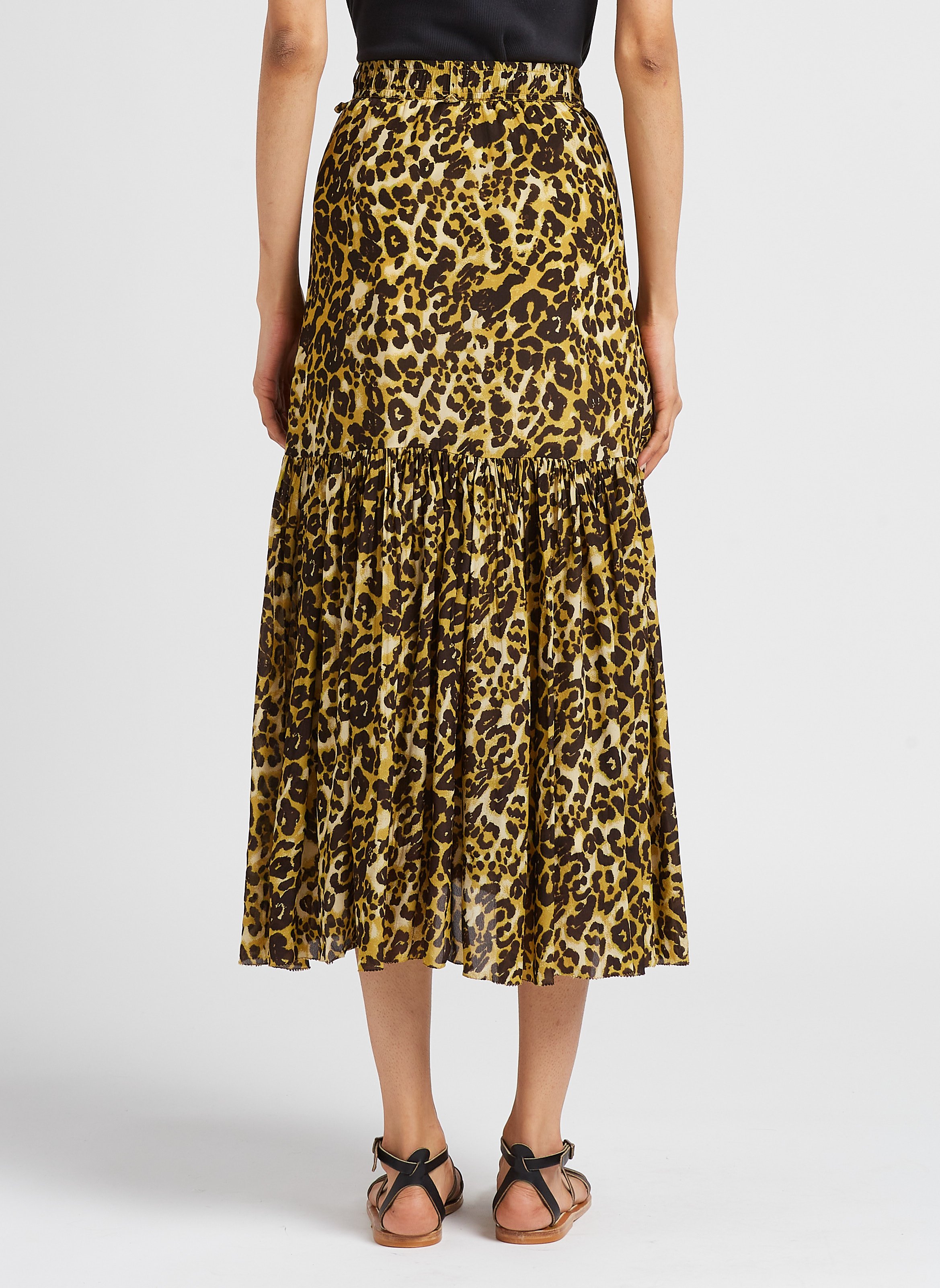 Langer, ausgestellter Rock mit Print SWILDENS Weiss