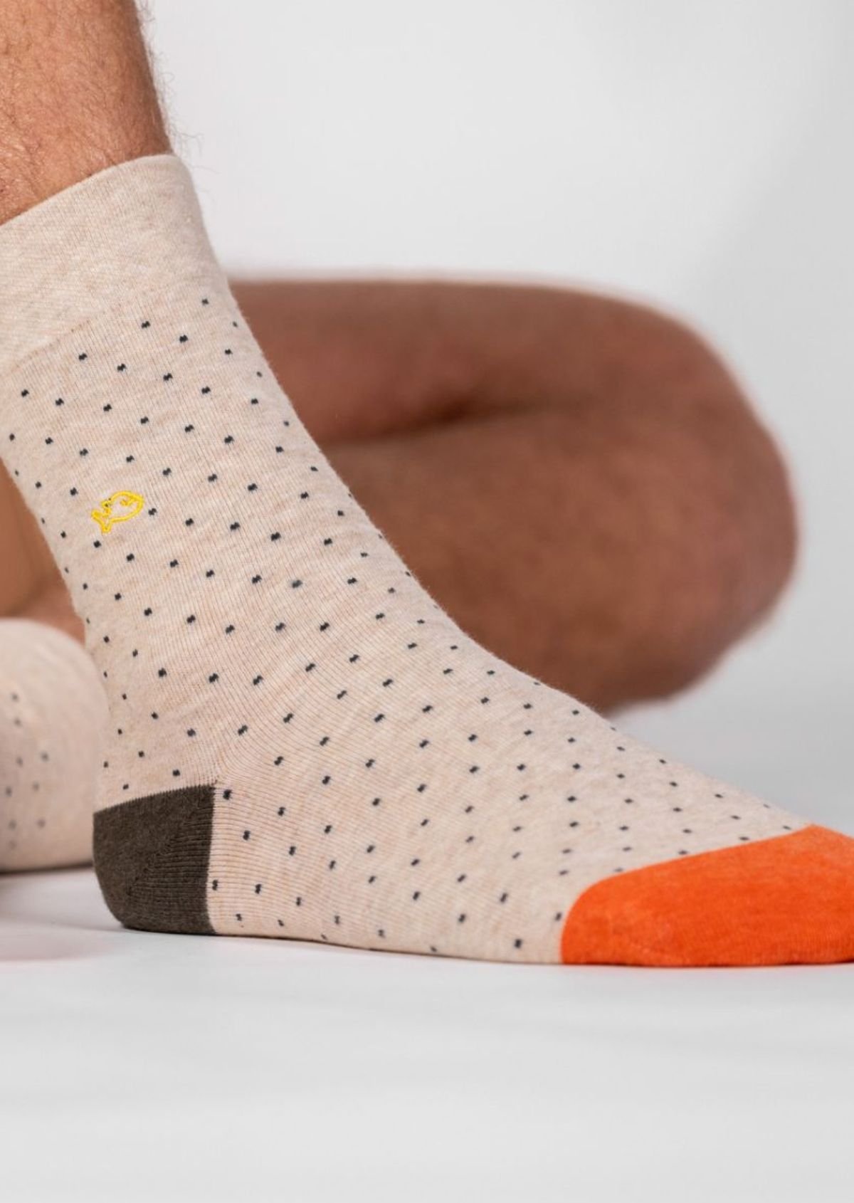 Combed cotton socks with polka dots BILLYBELT Beige