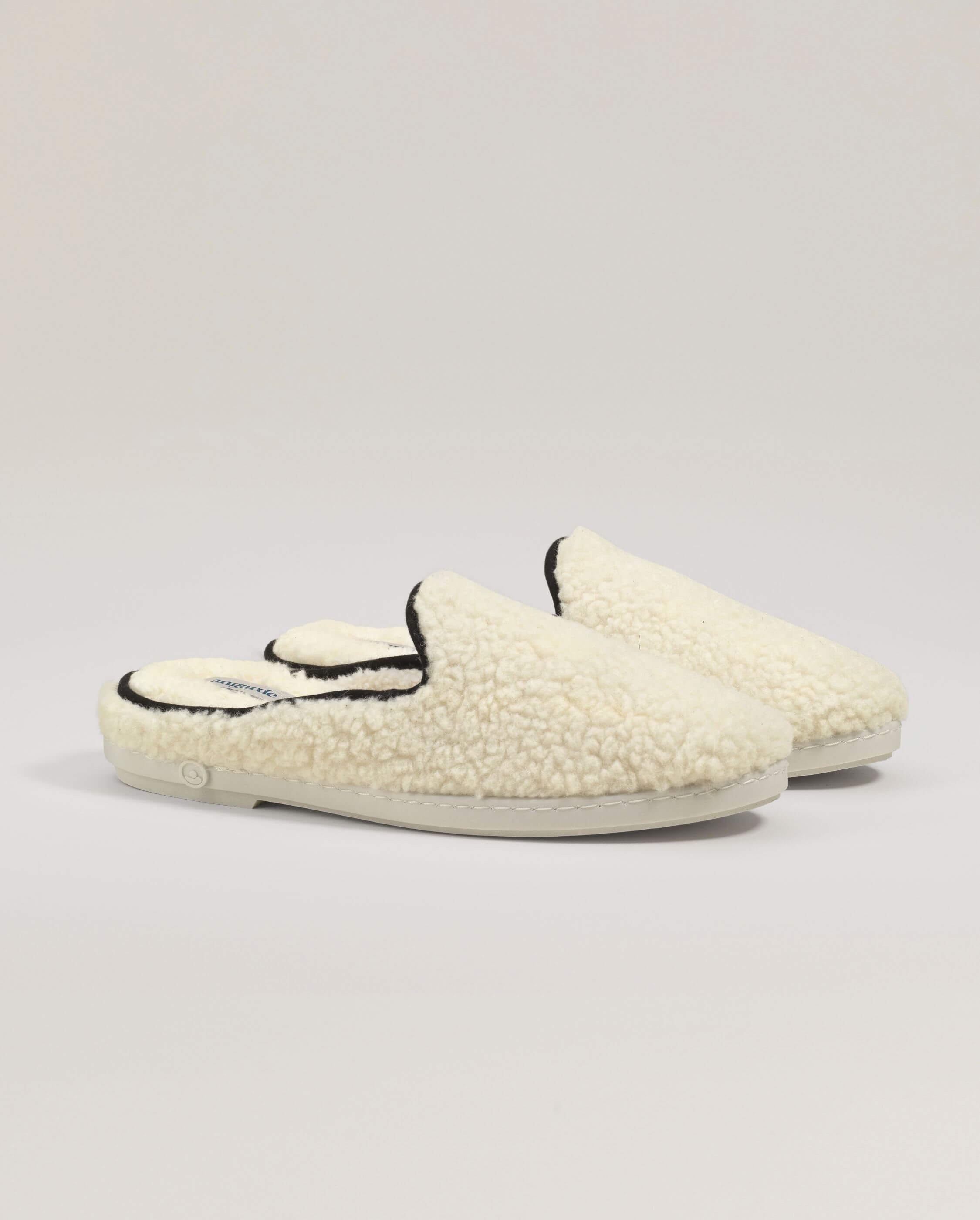 Men's wool bouclé mule, white black ANGARDE White