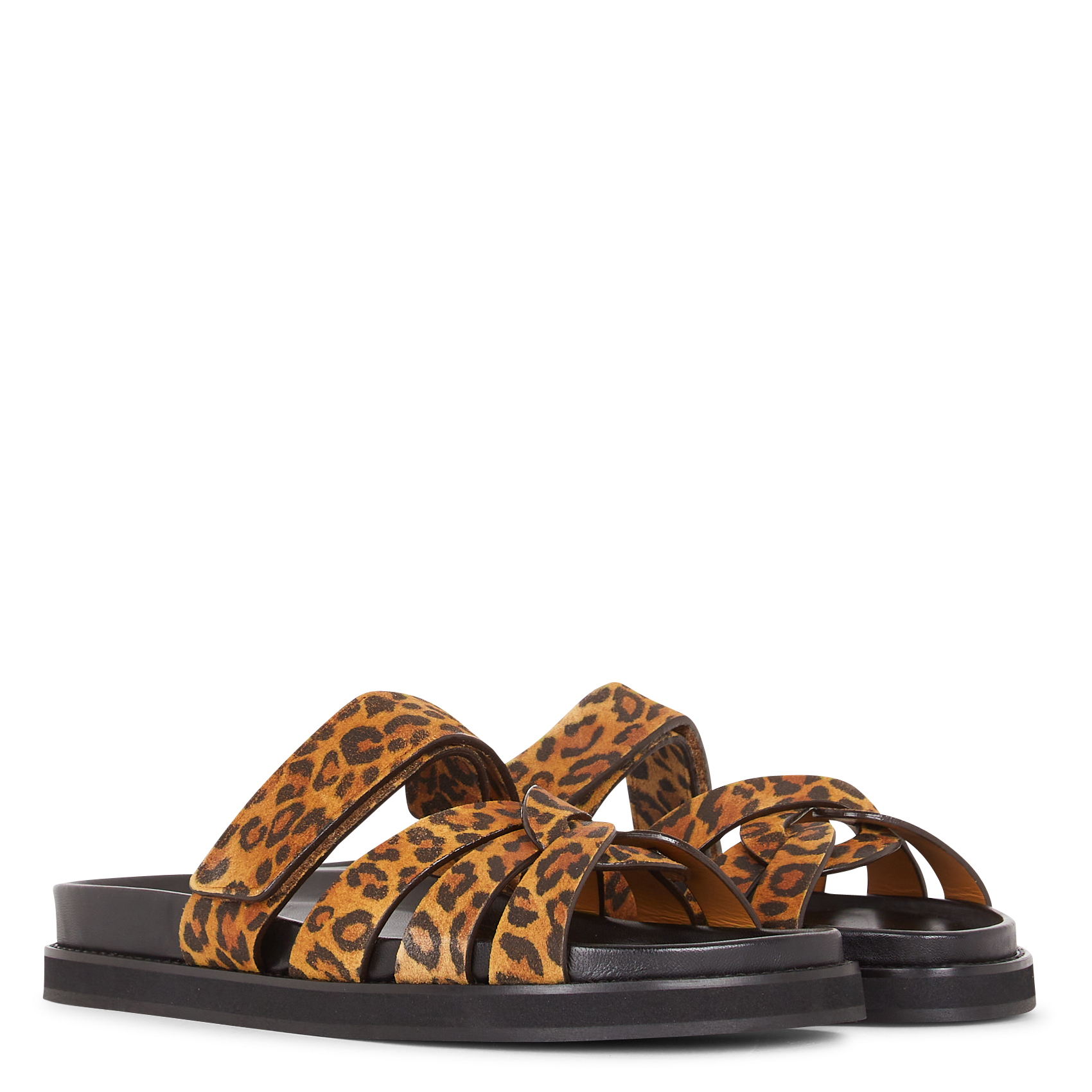 Aouda flat leather sandals BOBBIES Multicolored