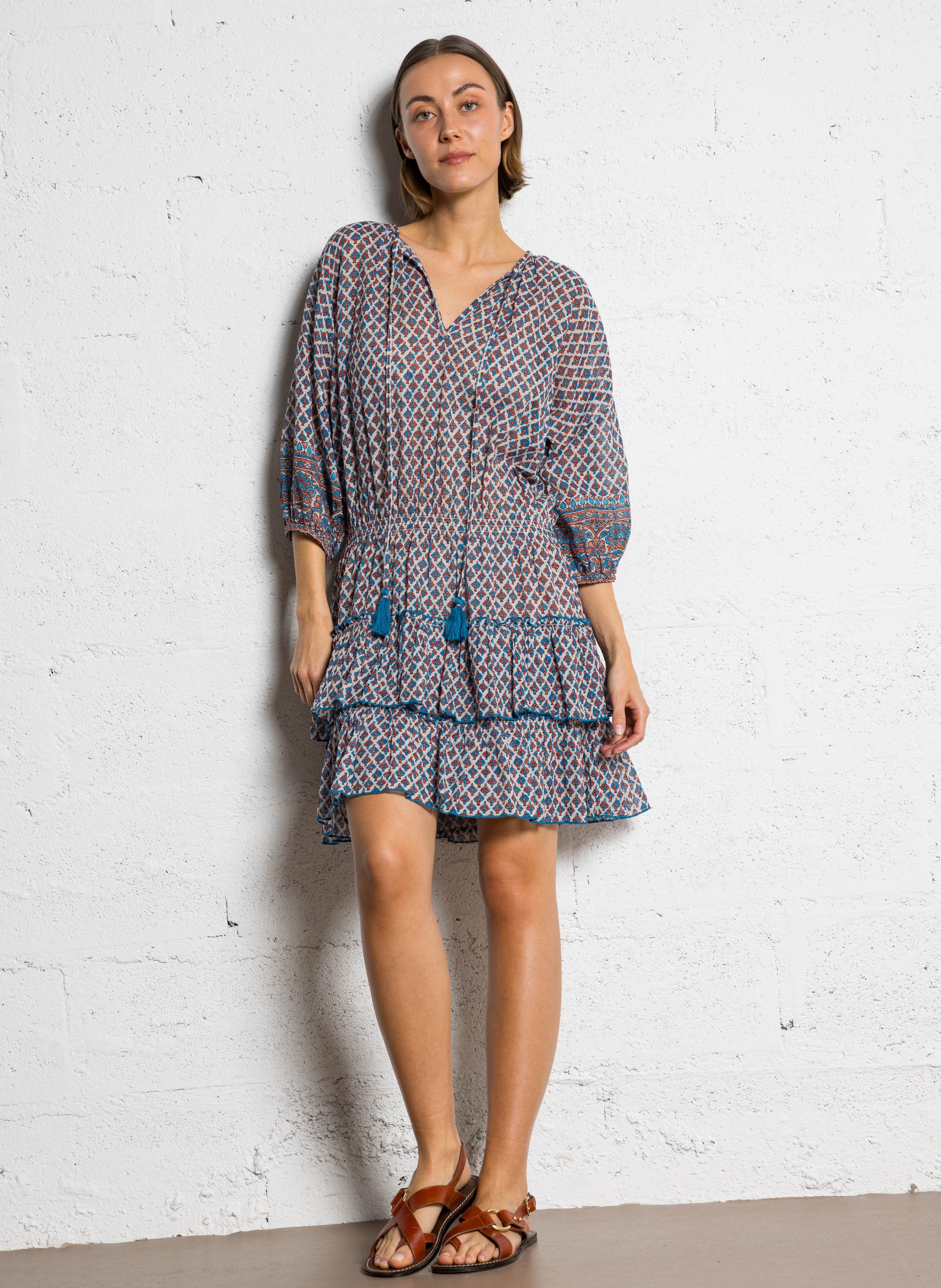 Robe courte cintrée en coton M.A.B.E Orange