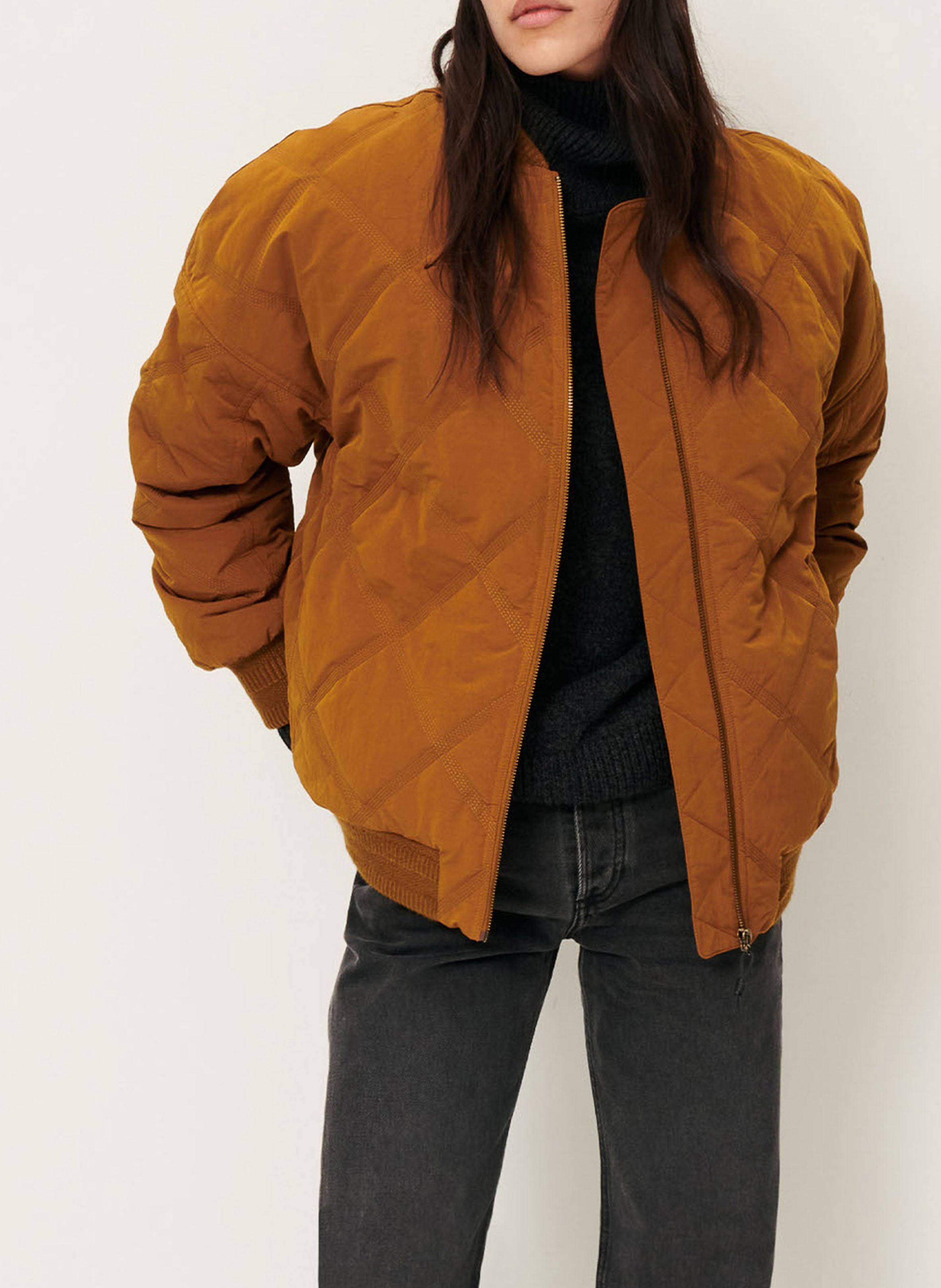 Oversize-Steppblouson mit College-Kragen SESSUN Braun