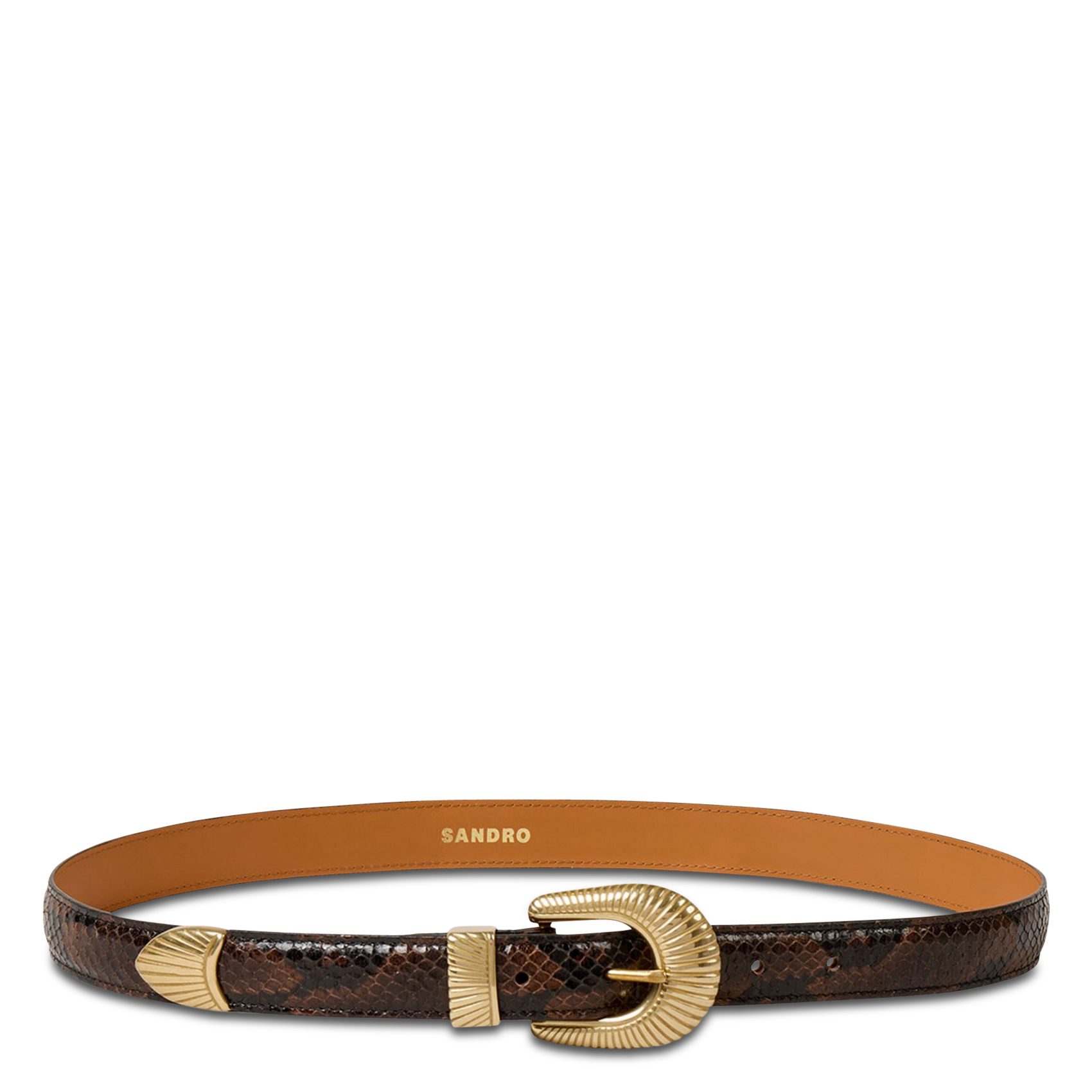 Ceinture en cuir effet python SANDRO Marron