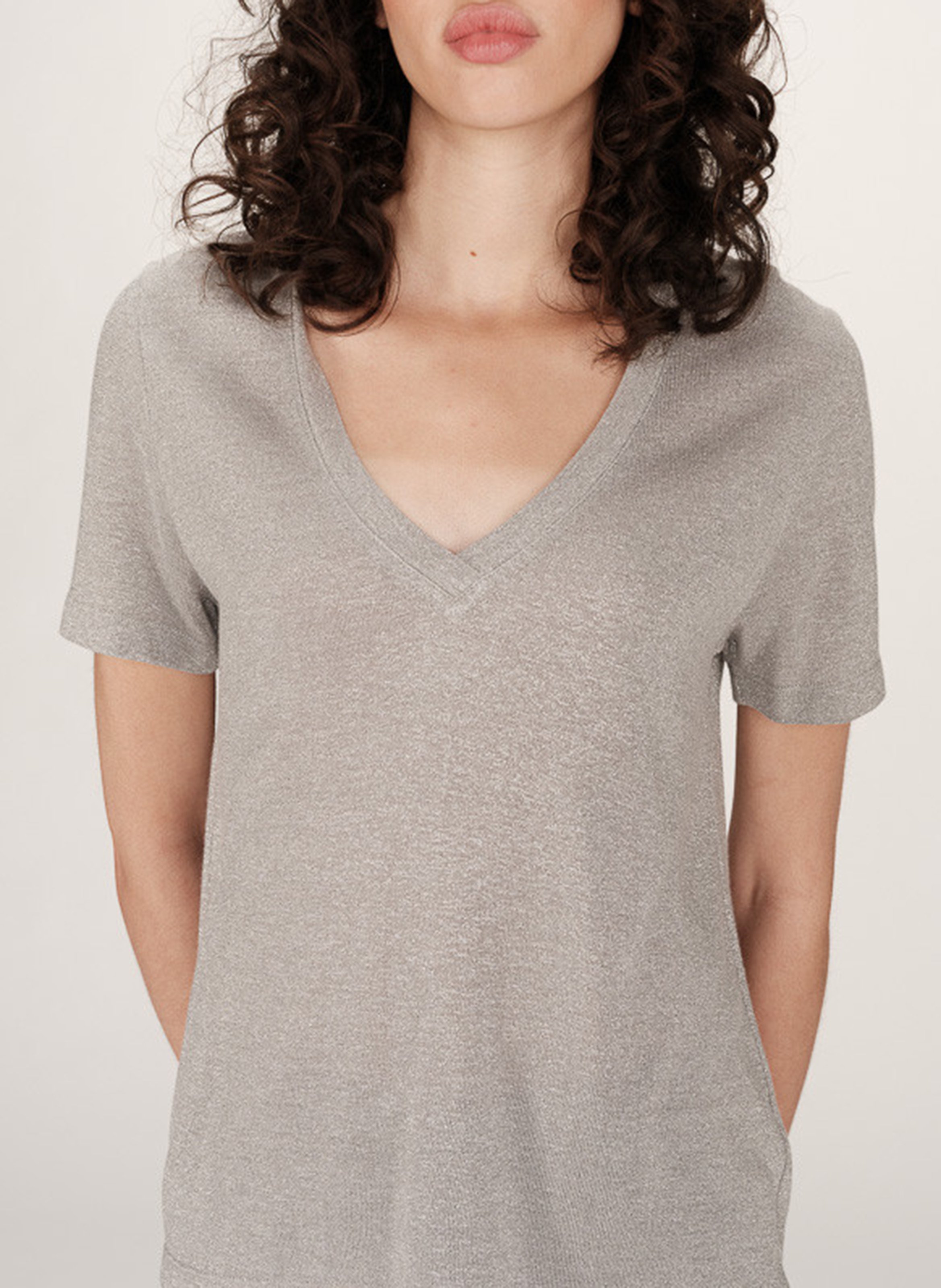 Crepe V-neck top GRACE ET MILA Silver