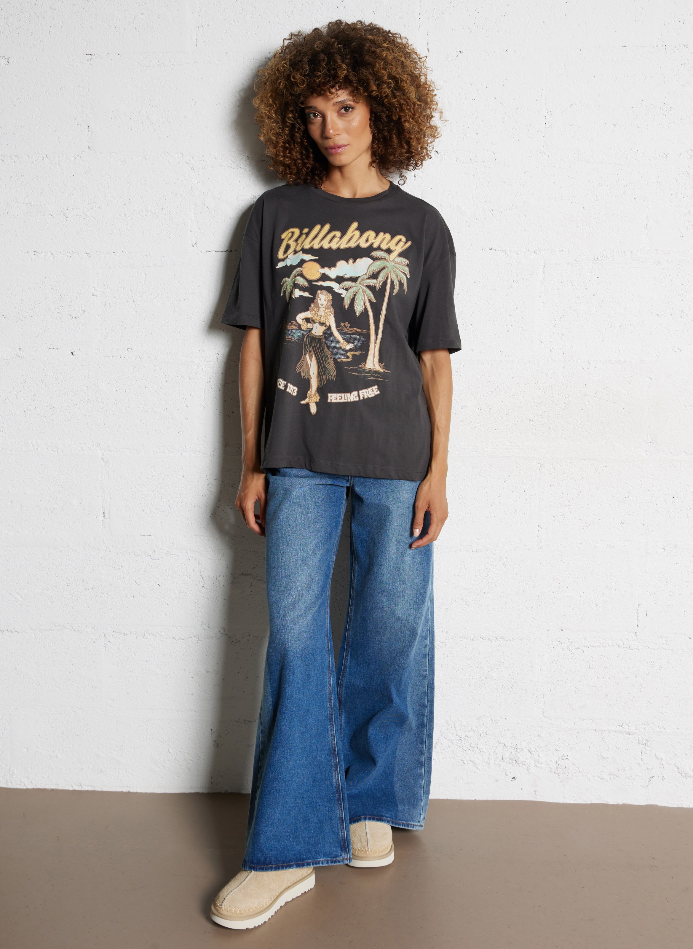 Jean flare taille haute en coton BILLABONG Bleu