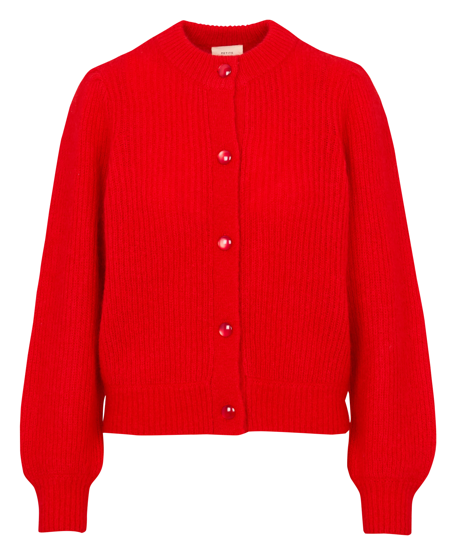 Straight round-neck wool-blend cardigan PETITE MENDIGOTE Red