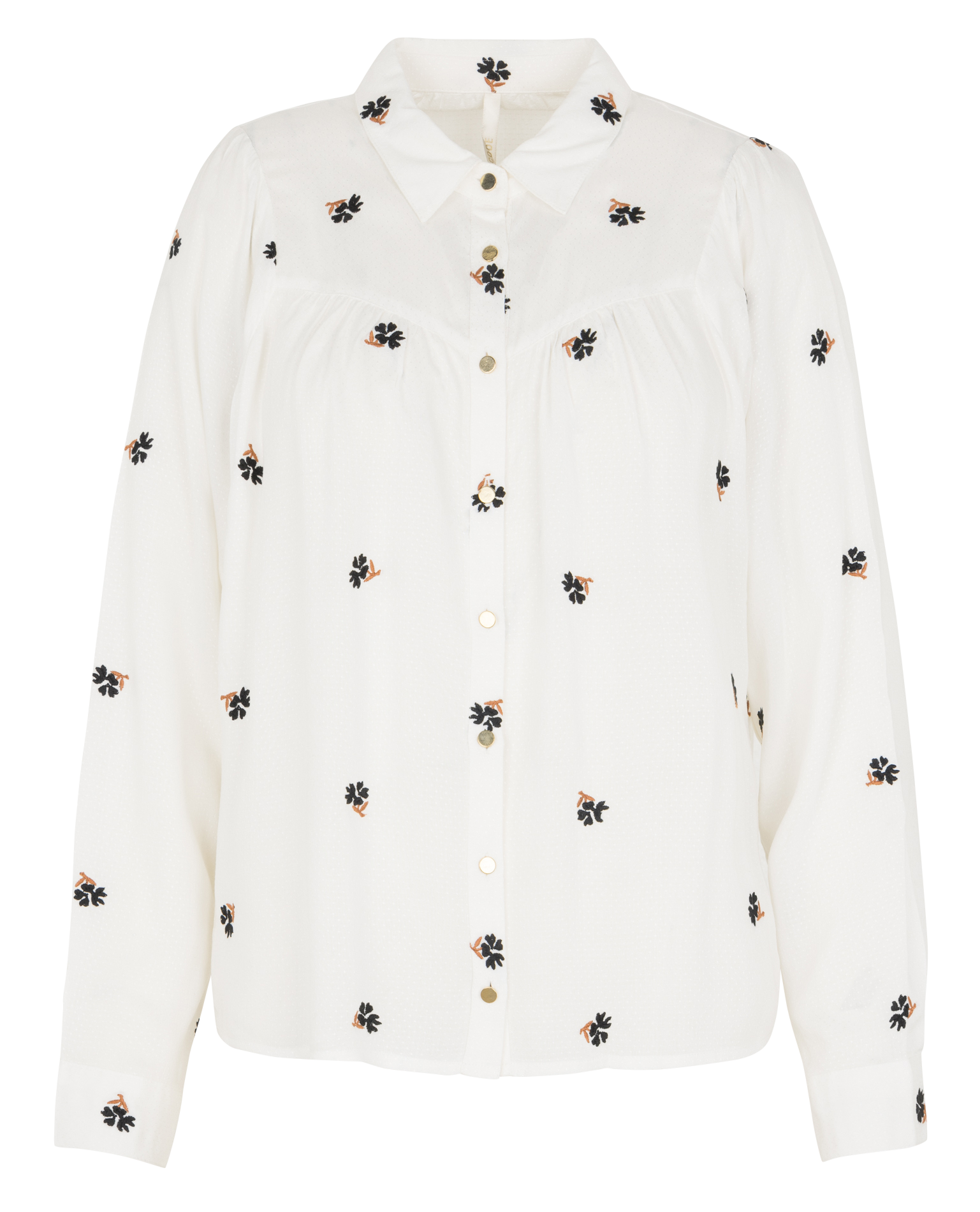 Straight classic collar shirt embroidered in blended cotton. I CODE White