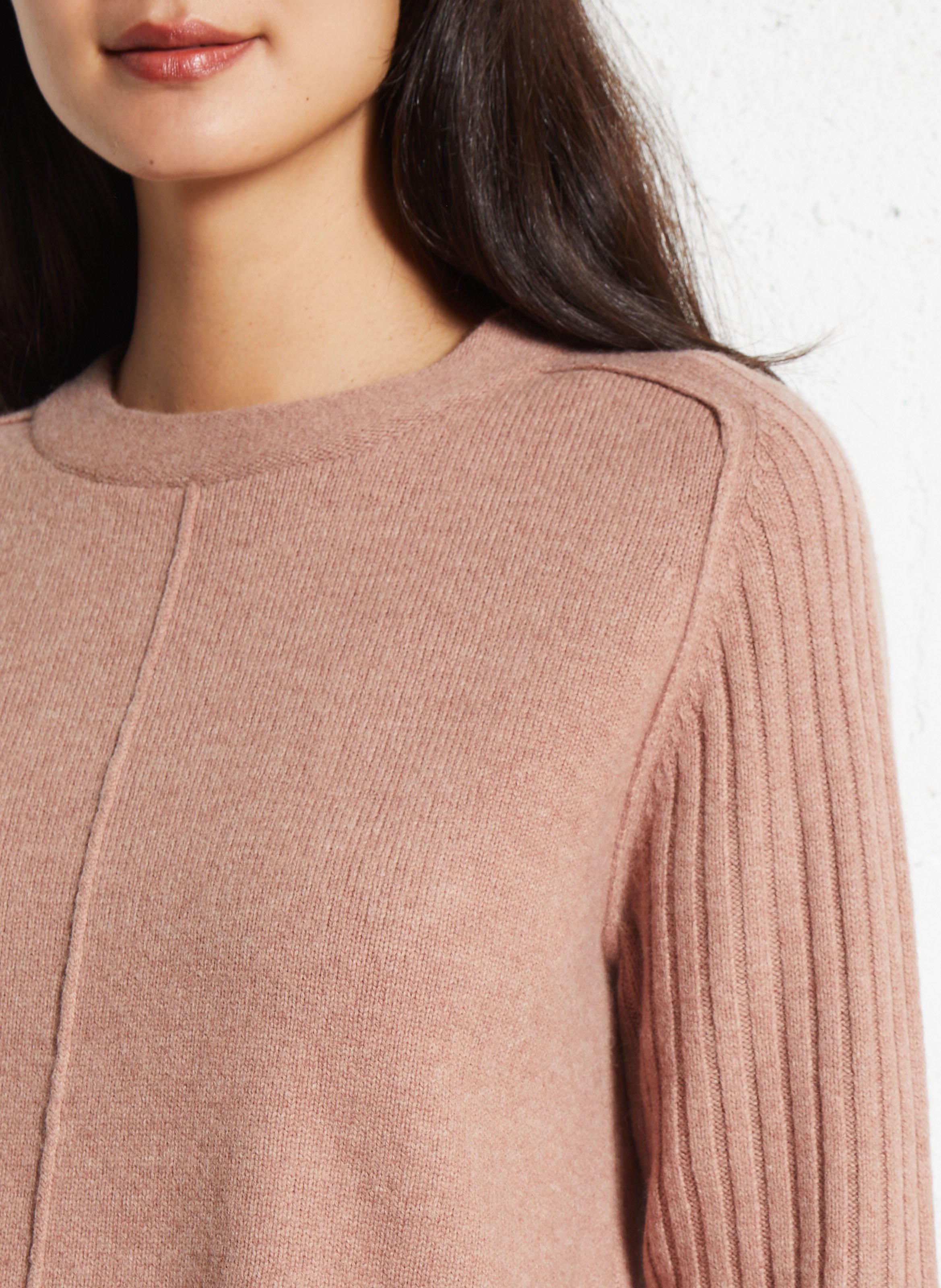 Straight round neck wool sweater MAISON 123 Pink