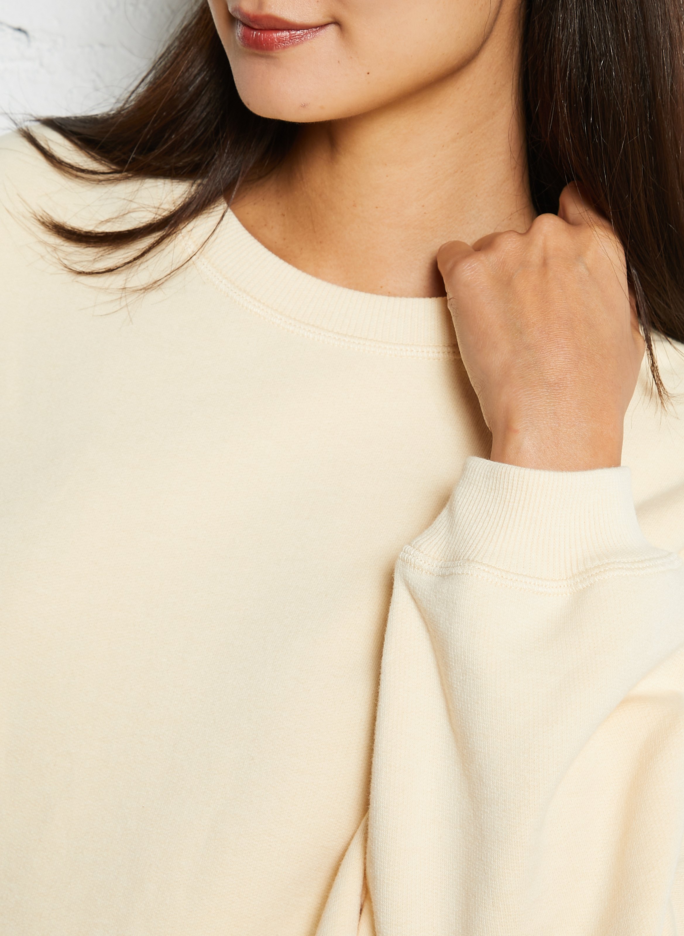 Oversized round neck sweatshirt in blended cotton. HOD PARIS Beige