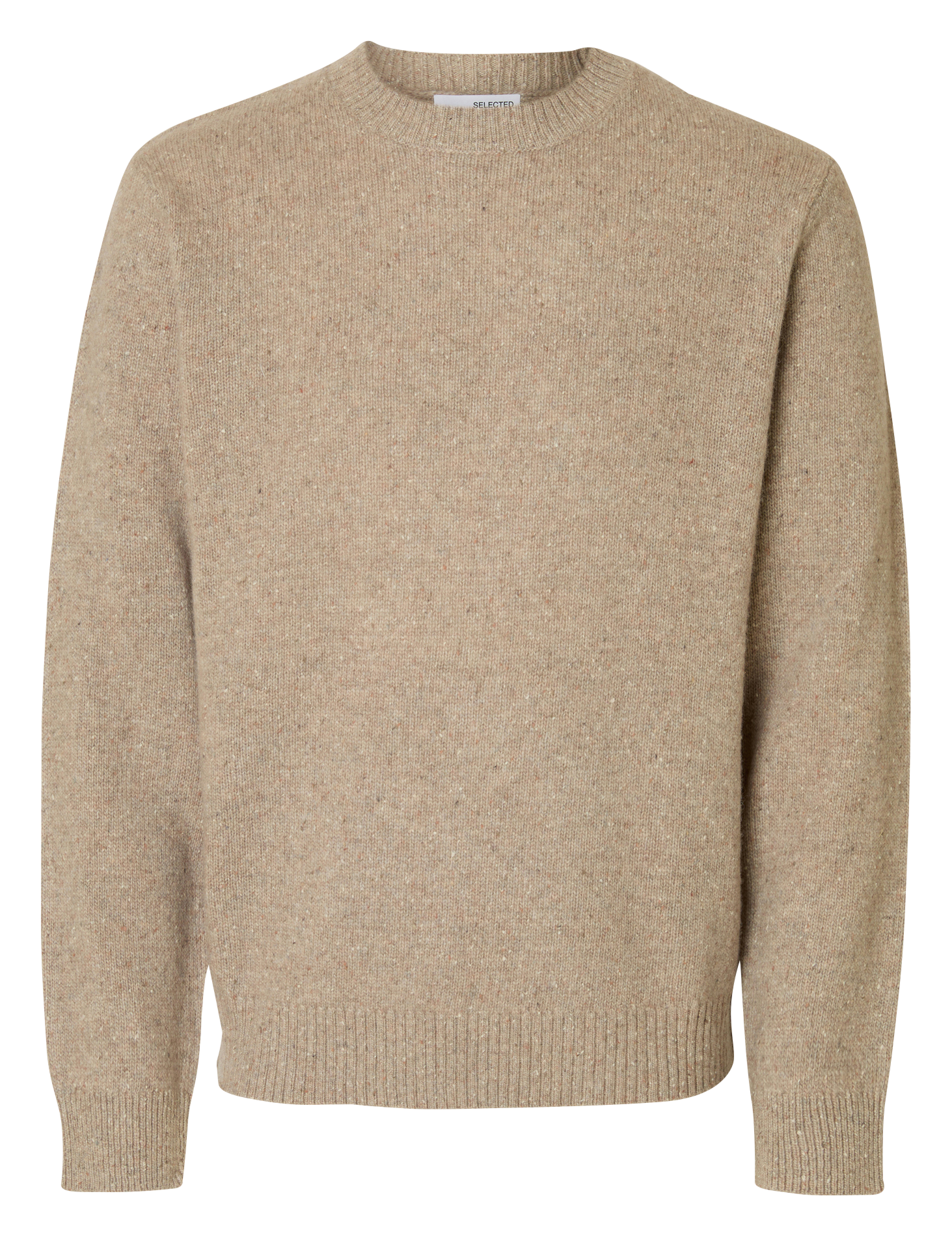Pull droit uni en laine mélangée SELECTED Beige