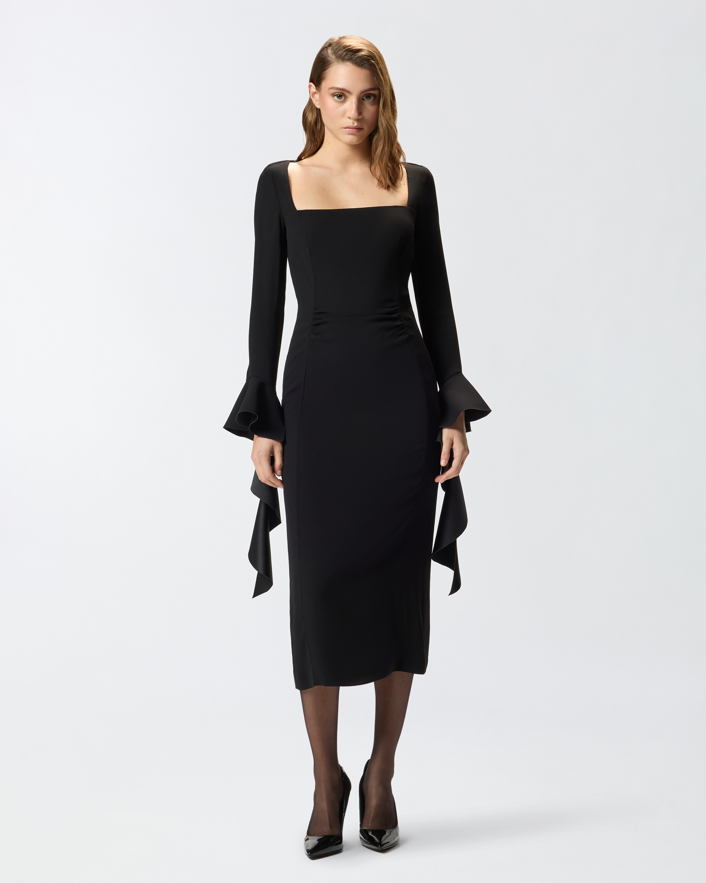 Fitted ruffle dress PINKO Black