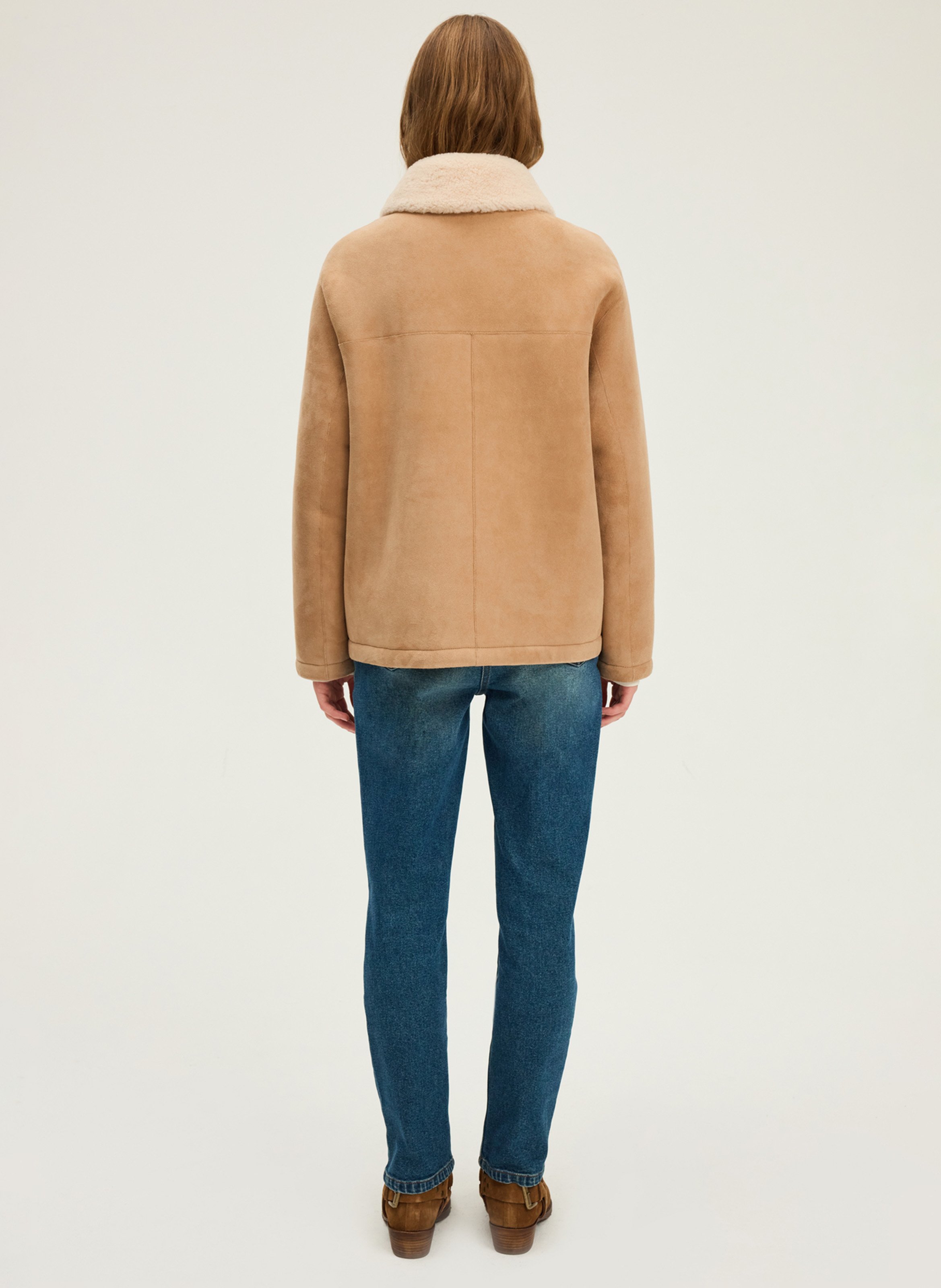 Lambskin leather jacket with classic collar PABLO Brown