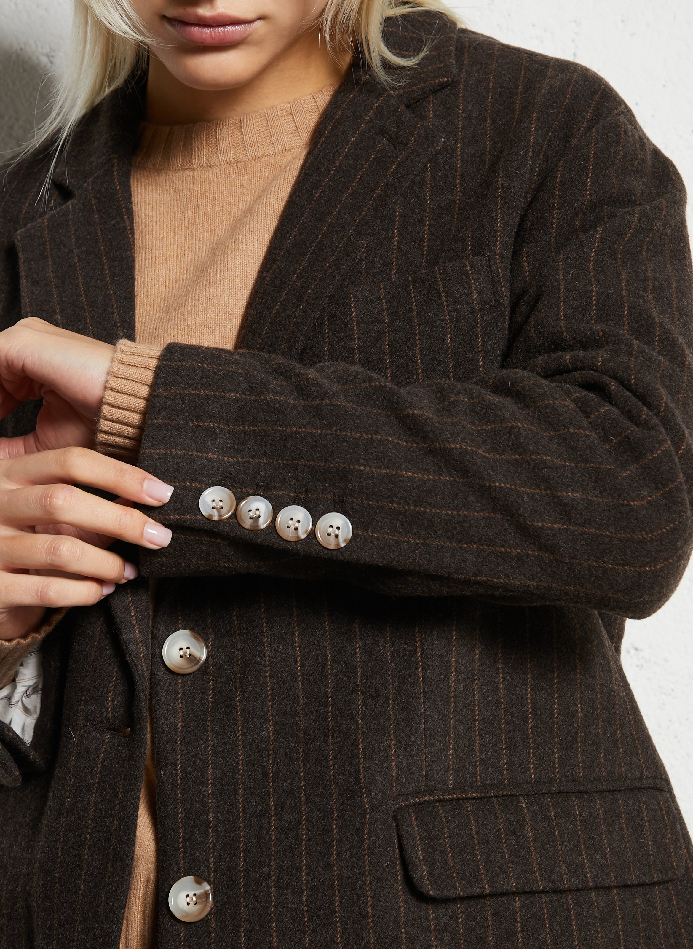 Striped wool blend blazer HOD PARIS Brown