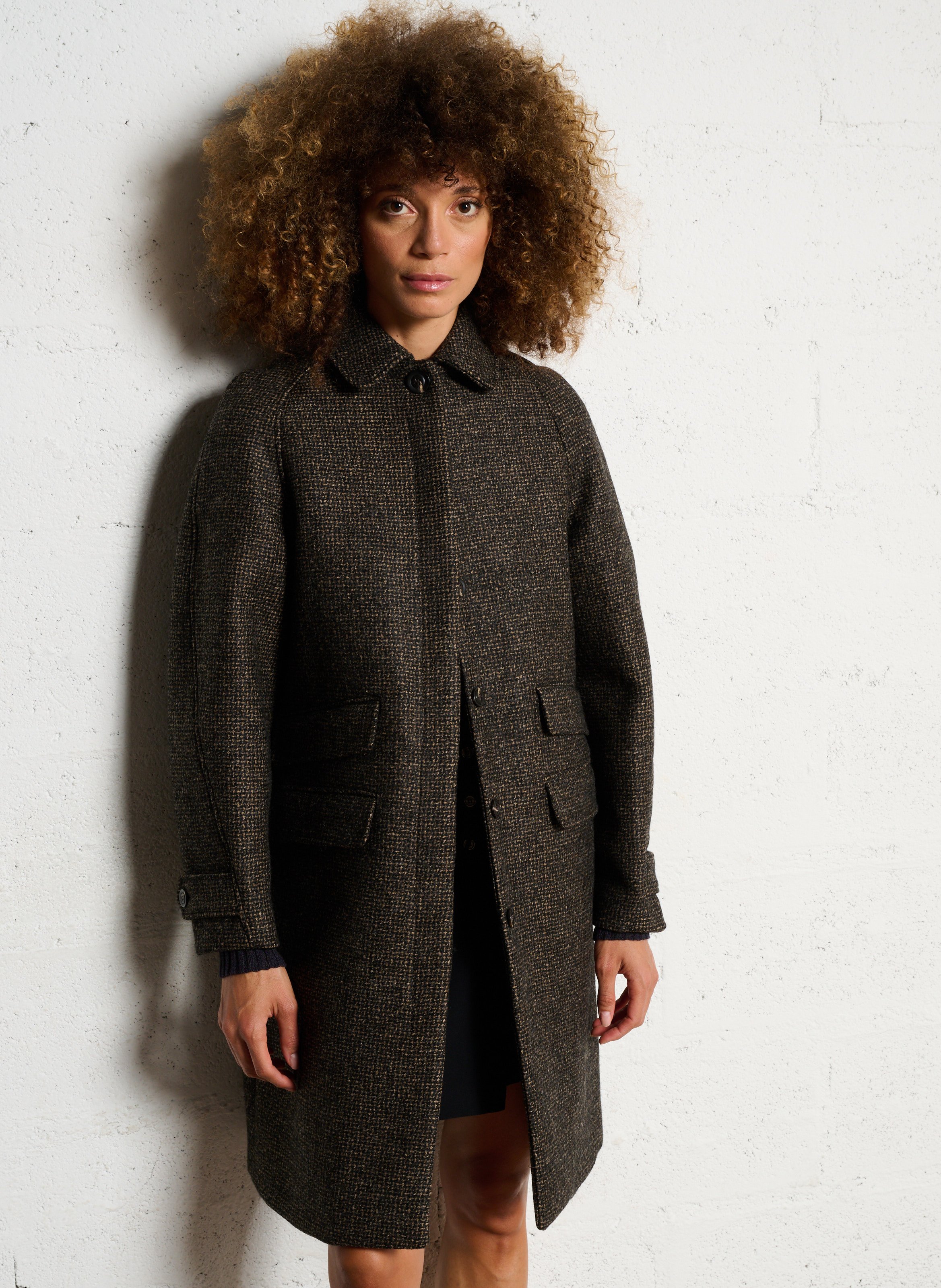 Classic-collar wool-mix coat SOEUR Brown