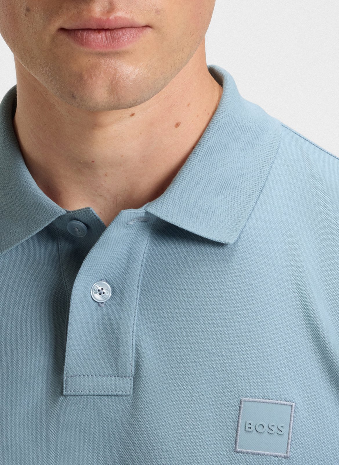 Regular-fit long-sleeved cotton-blend polo shirt BOSS Blue