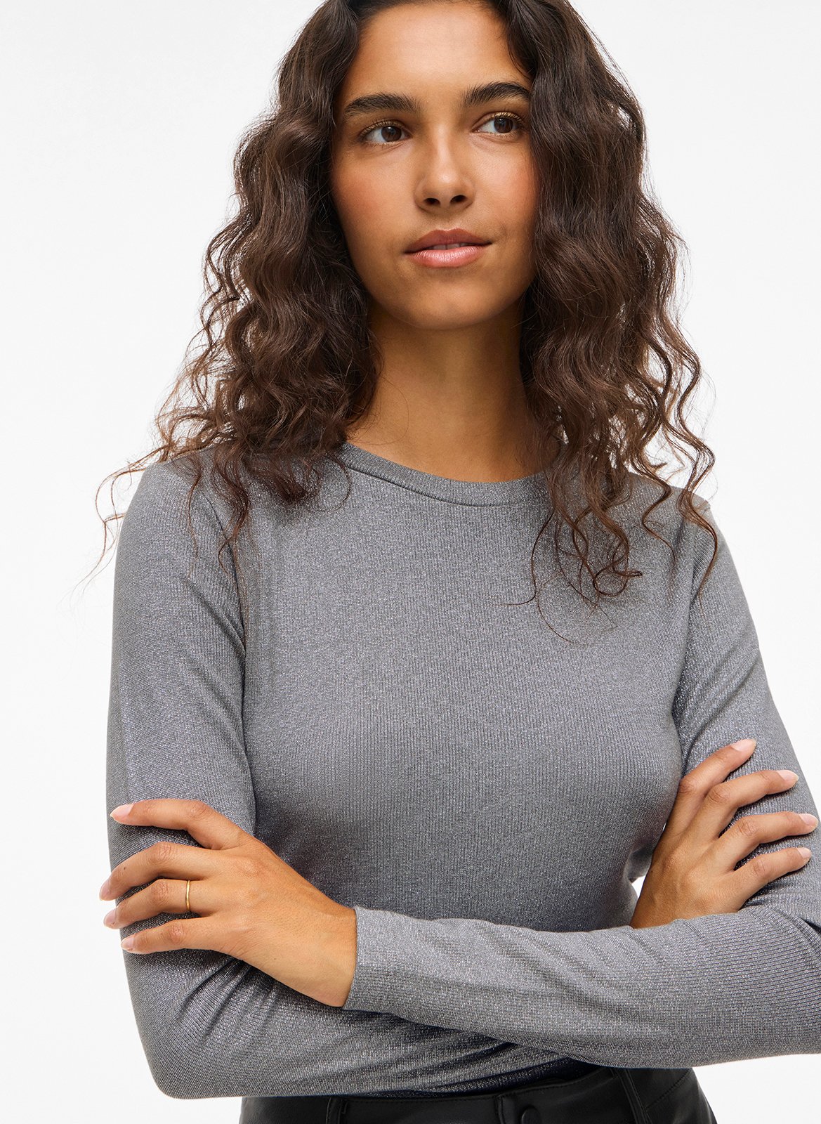 Tee-shirt col rond VILA Gris