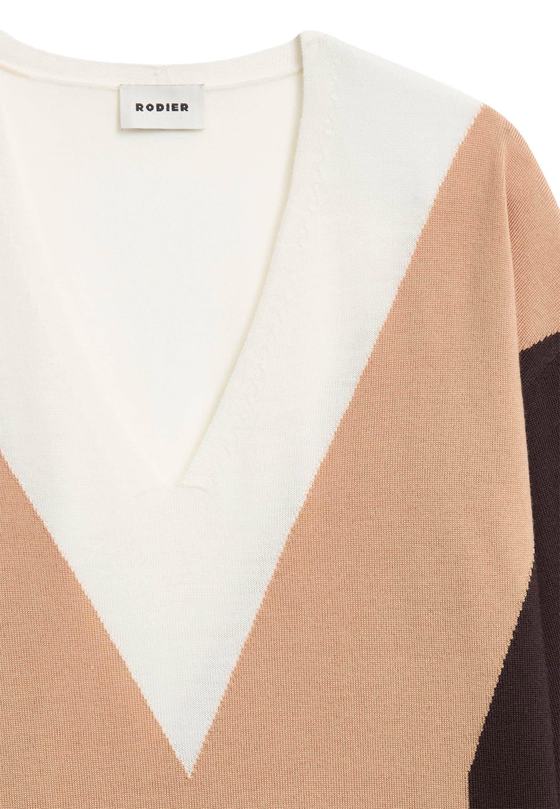 Intarsia merino wool sweater RODIER Brown