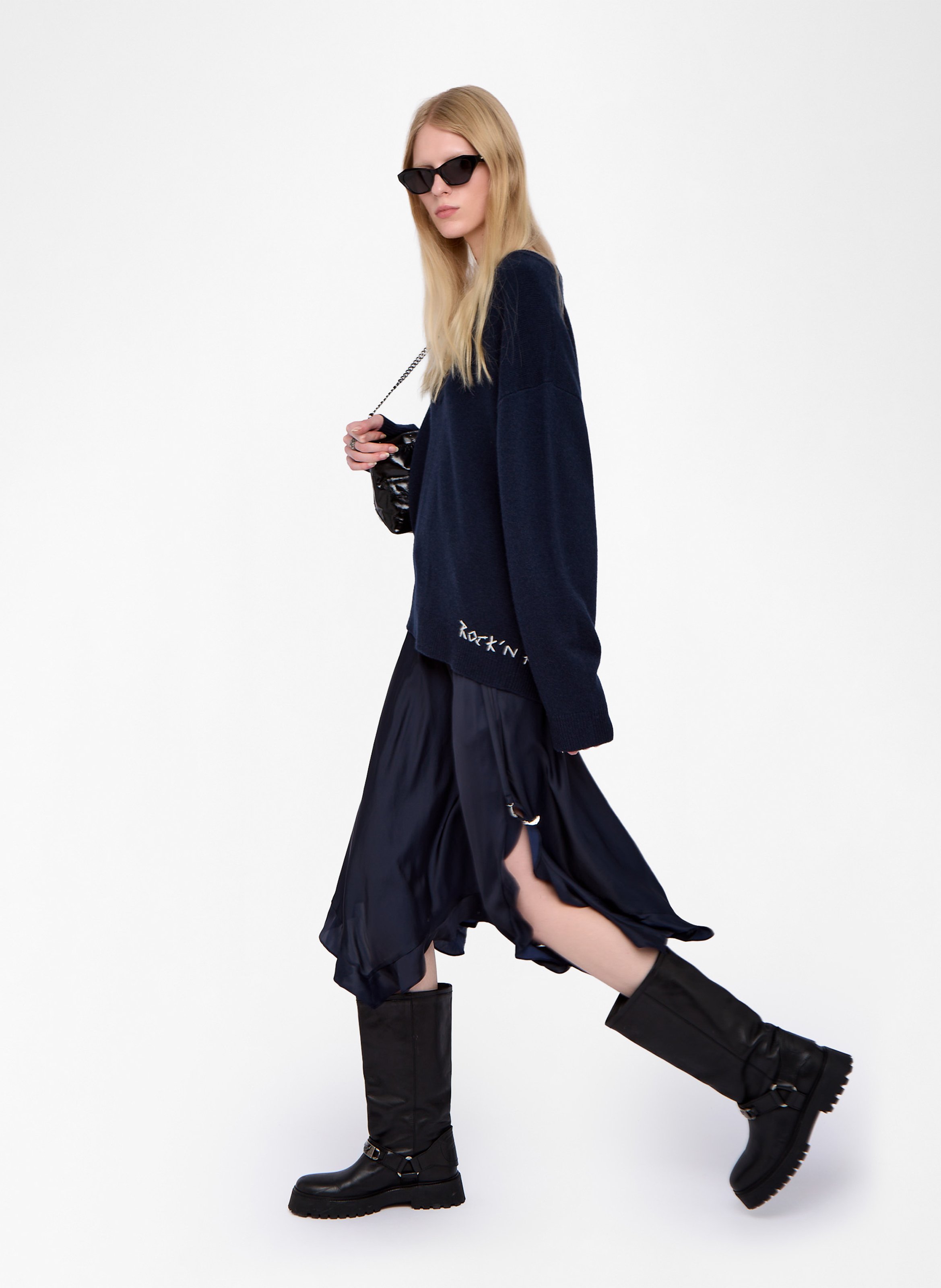 Jupe longue satinée ZADIG&VOLTAIRE Bleu