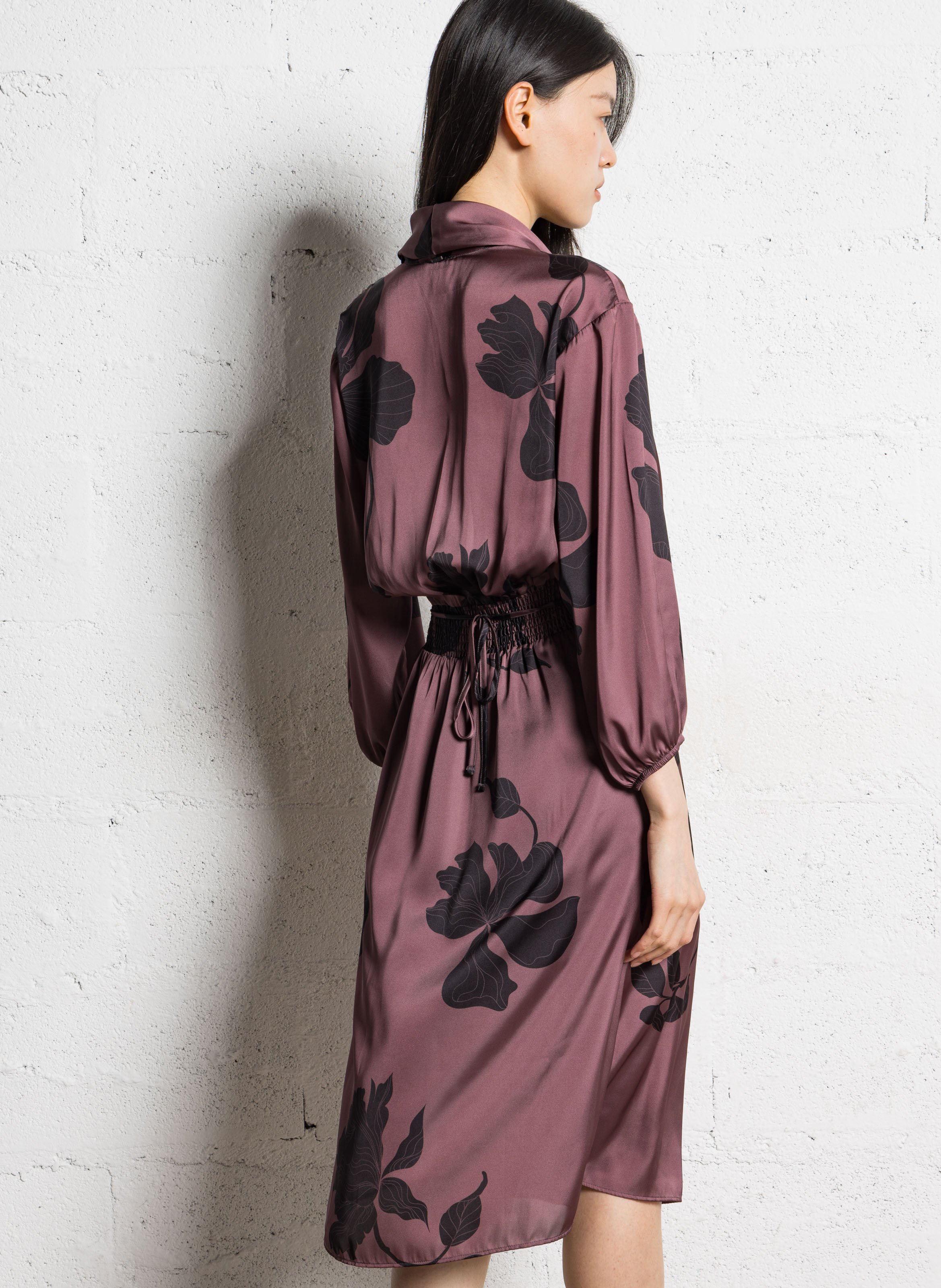 Floral print V-neck midi dress IKKS Brown