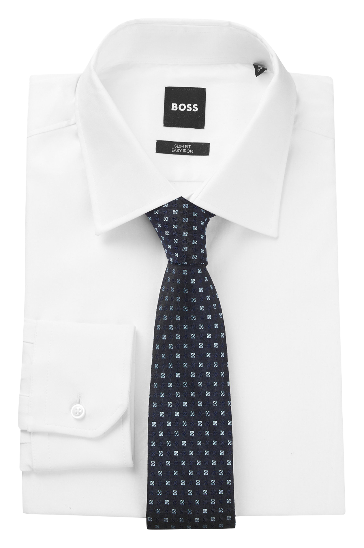 Printed silk blend tie BOSS Blue