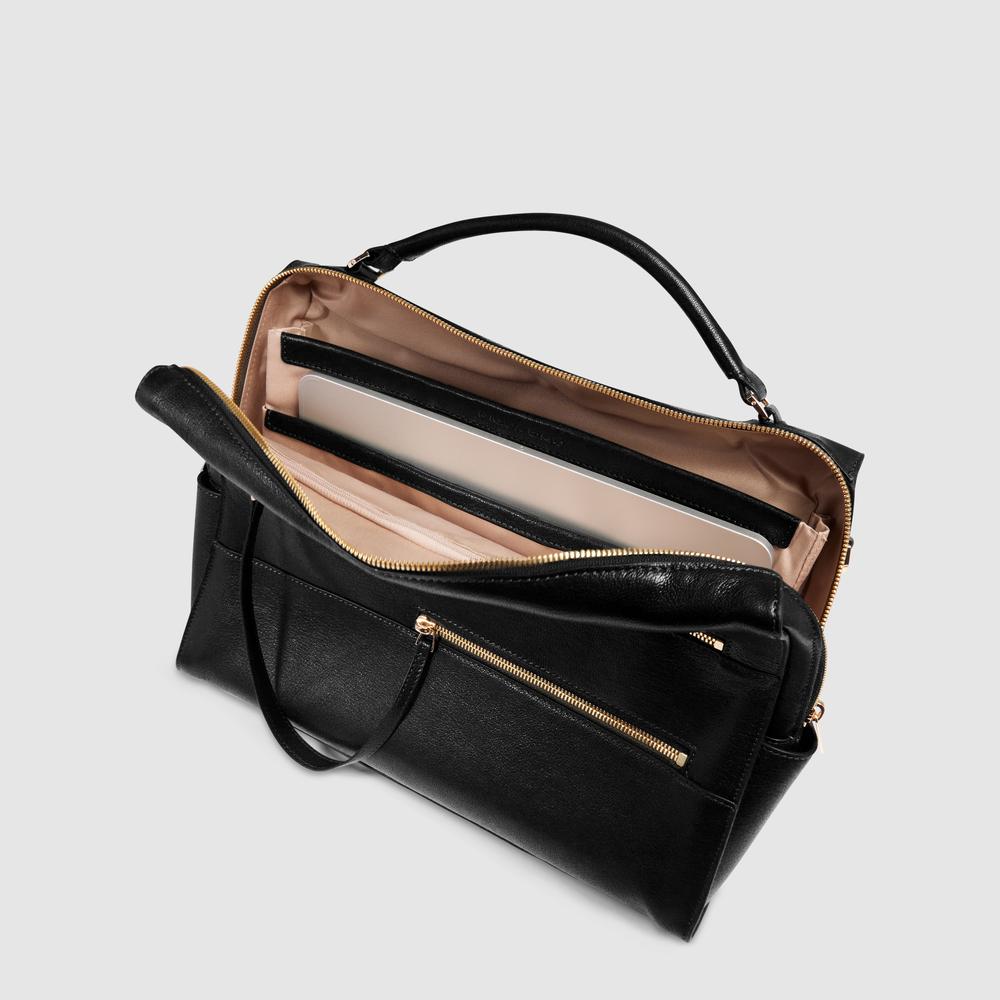 Women's laptop bag with iPad® compartment, shock protection, and RFID protection PIQUADRO Black